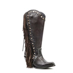 Praga Chocolate Brown Frills Boots - J Toe