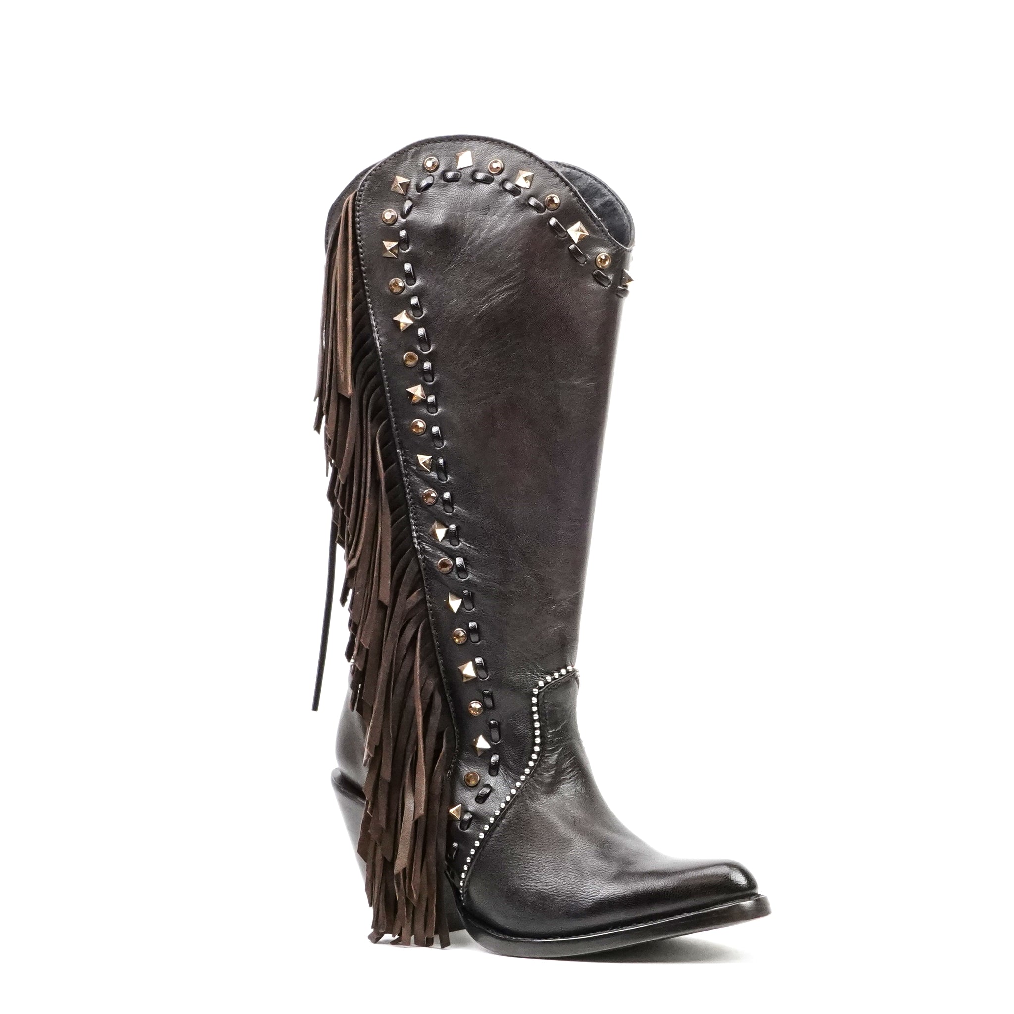 Praga Chocolate Brown Frills Boots - J Toe