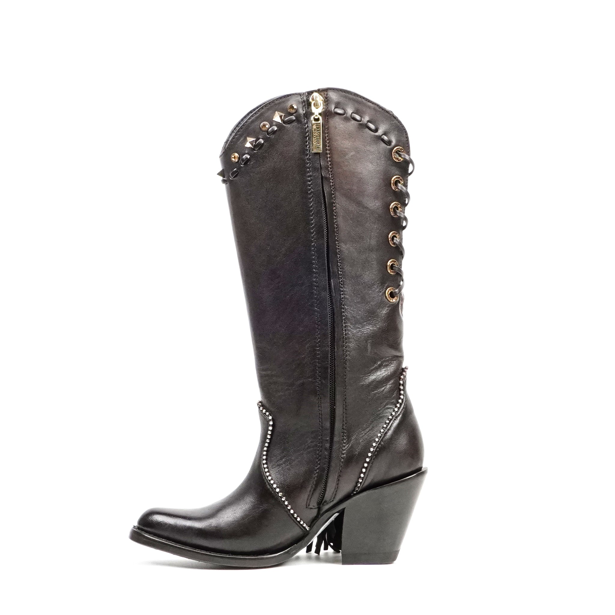 Praga Chocolate Brown Frills Boots - J Toe