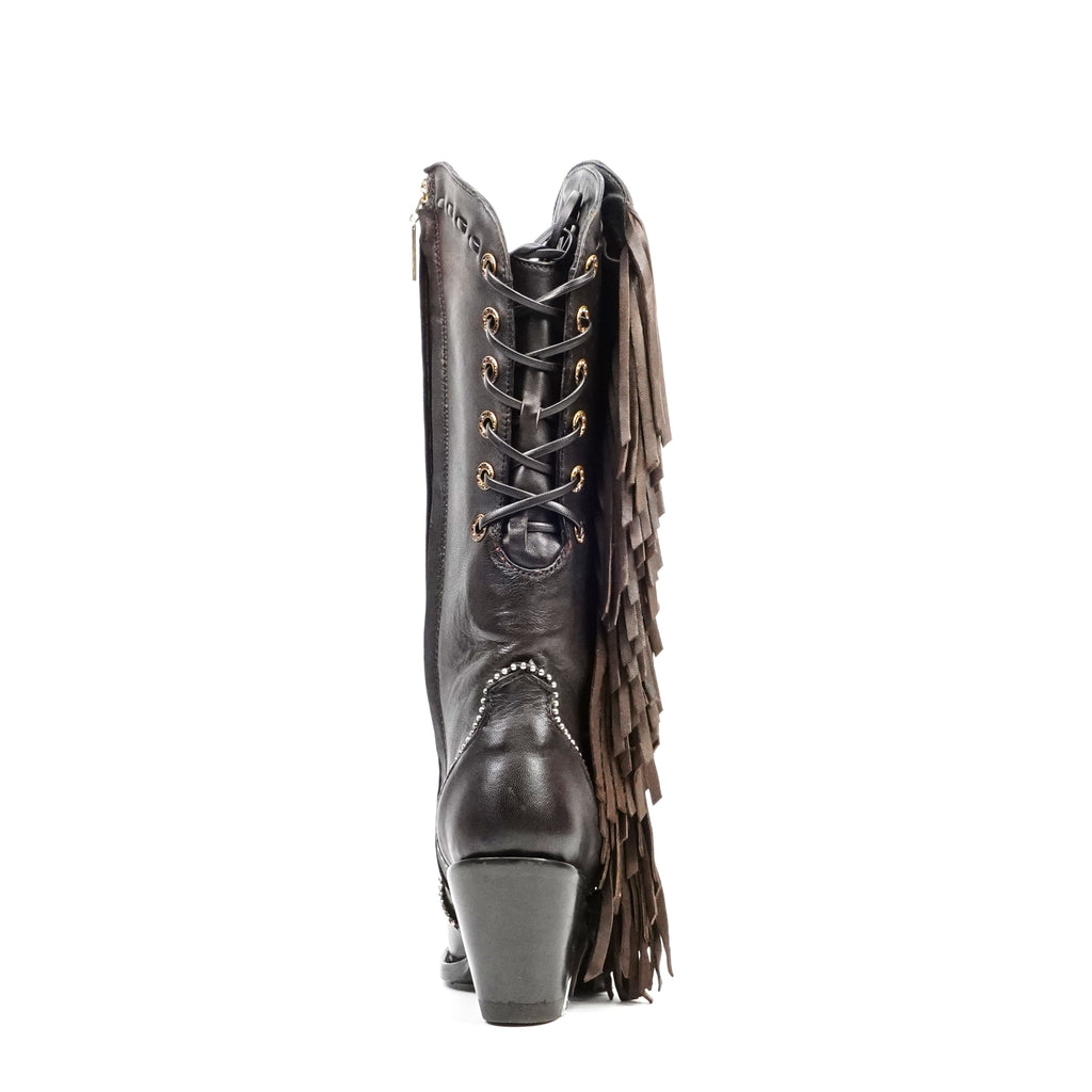 Praga Chocolate Brown Frills Boots - J Toe