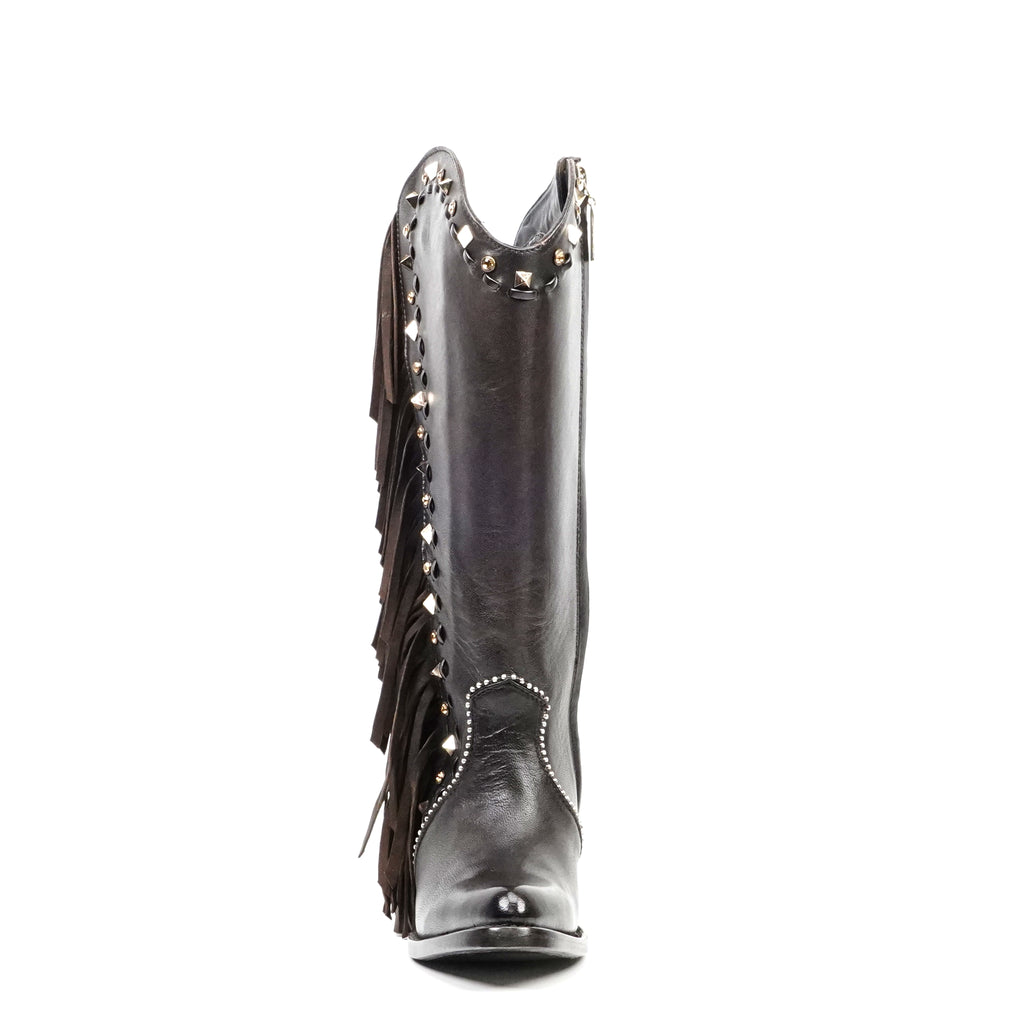 Praga Chocolate Brown Frills Boots - J Toe