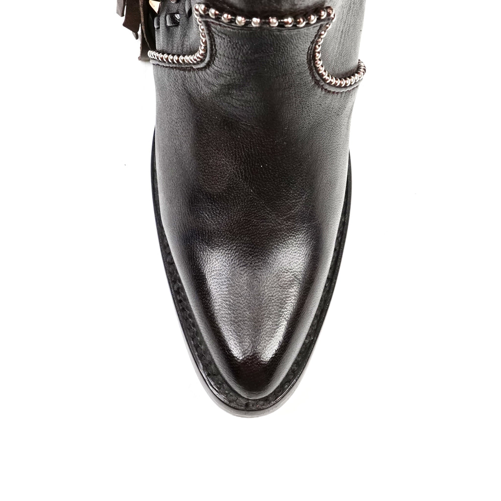 Praga Chocolate Brown Frills Boots - J Toe