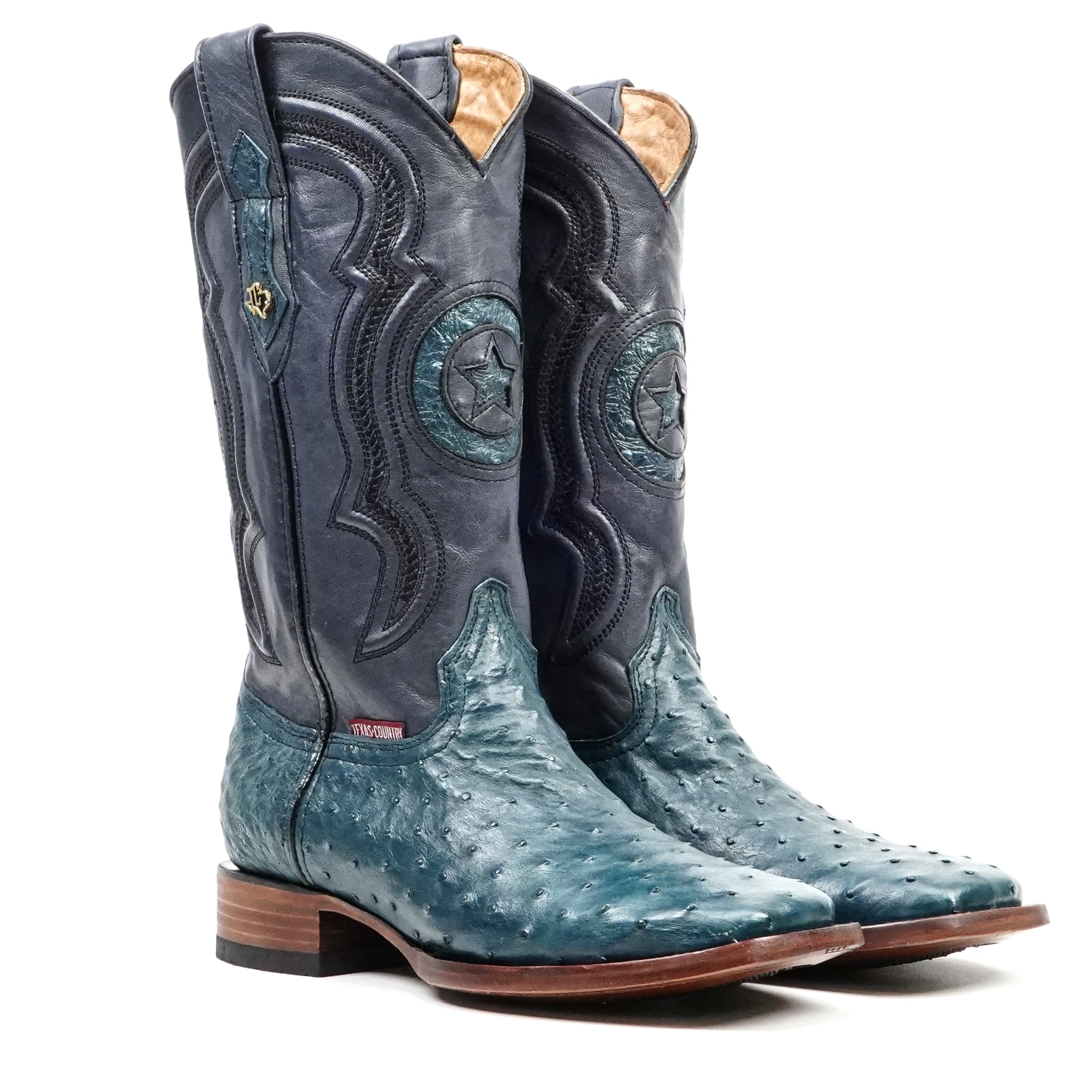 Ostrich Gasoline Green Boots - Square Toe (AVP60)
