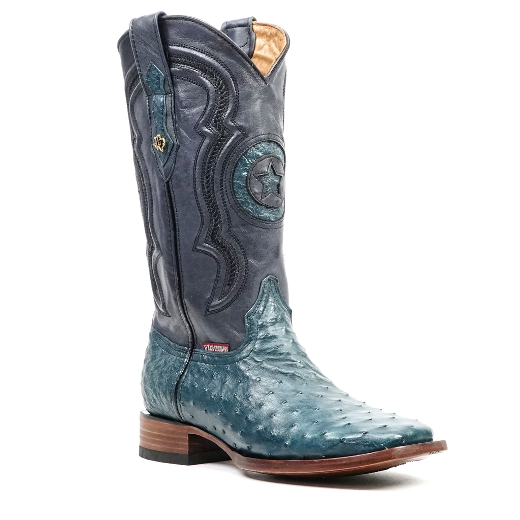 Ostrich Gasoline Green Boots - Square Toe (AVP60)