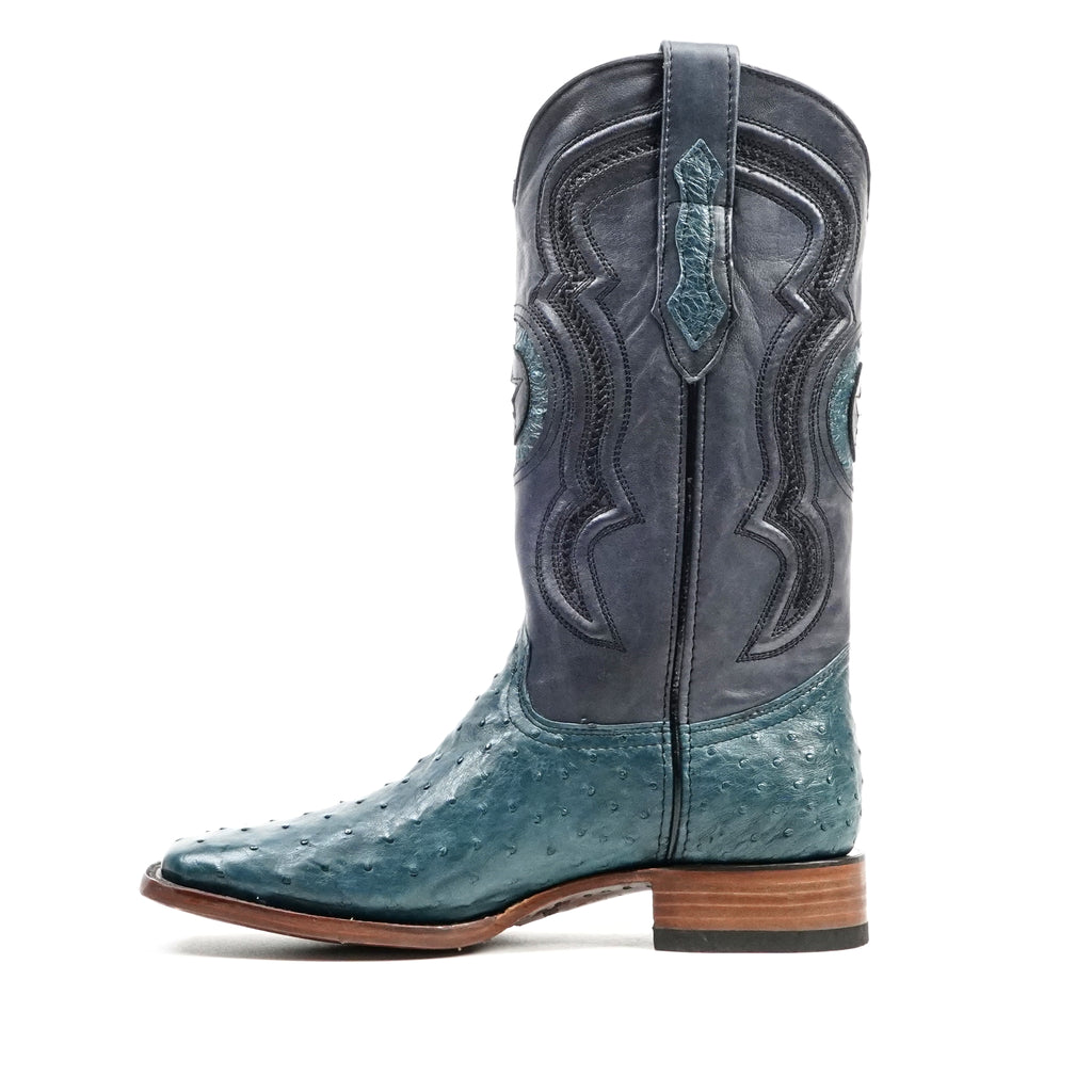 Ostrich Gasoline Green Boots - Square Toe (AVP60)
