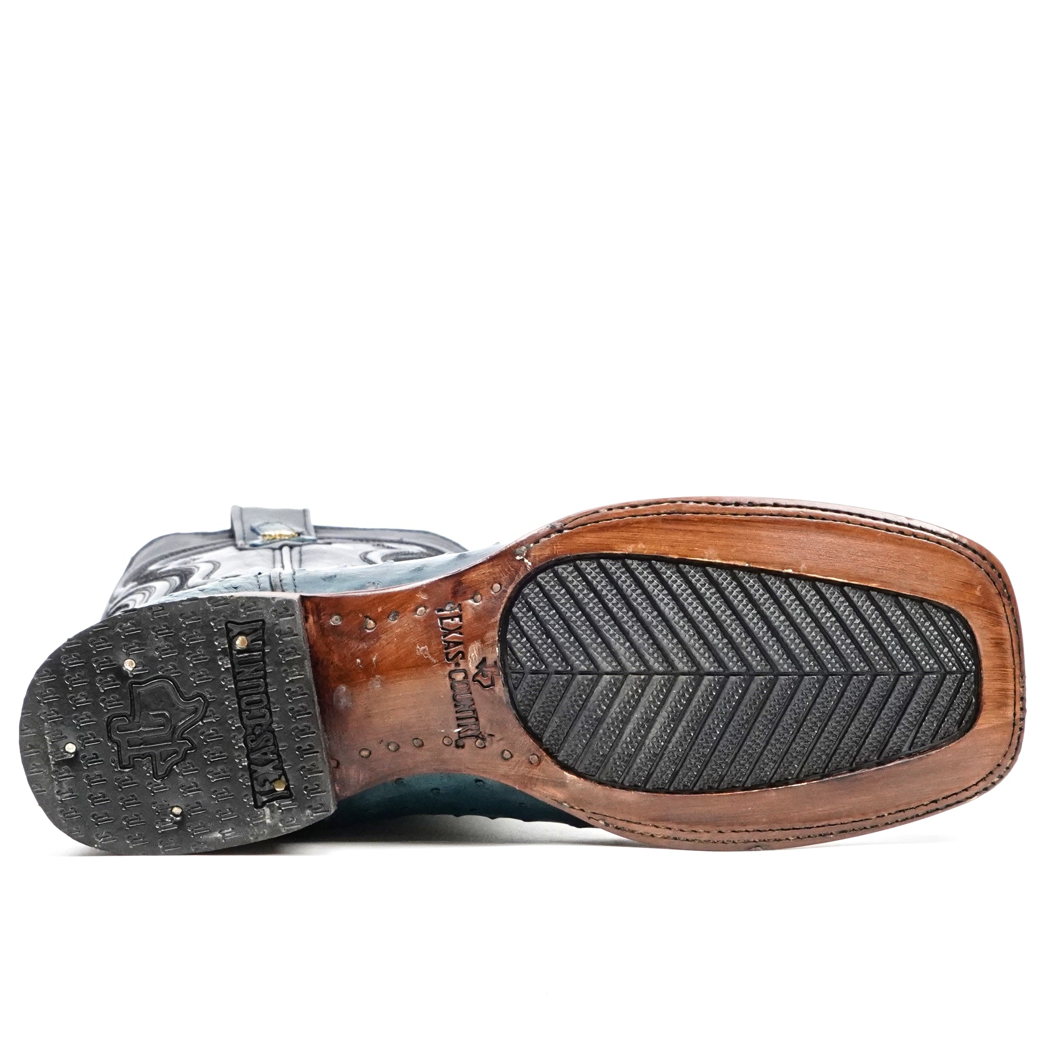 Ostrich Gasoline Green Boots - Square Toe (AVP60)