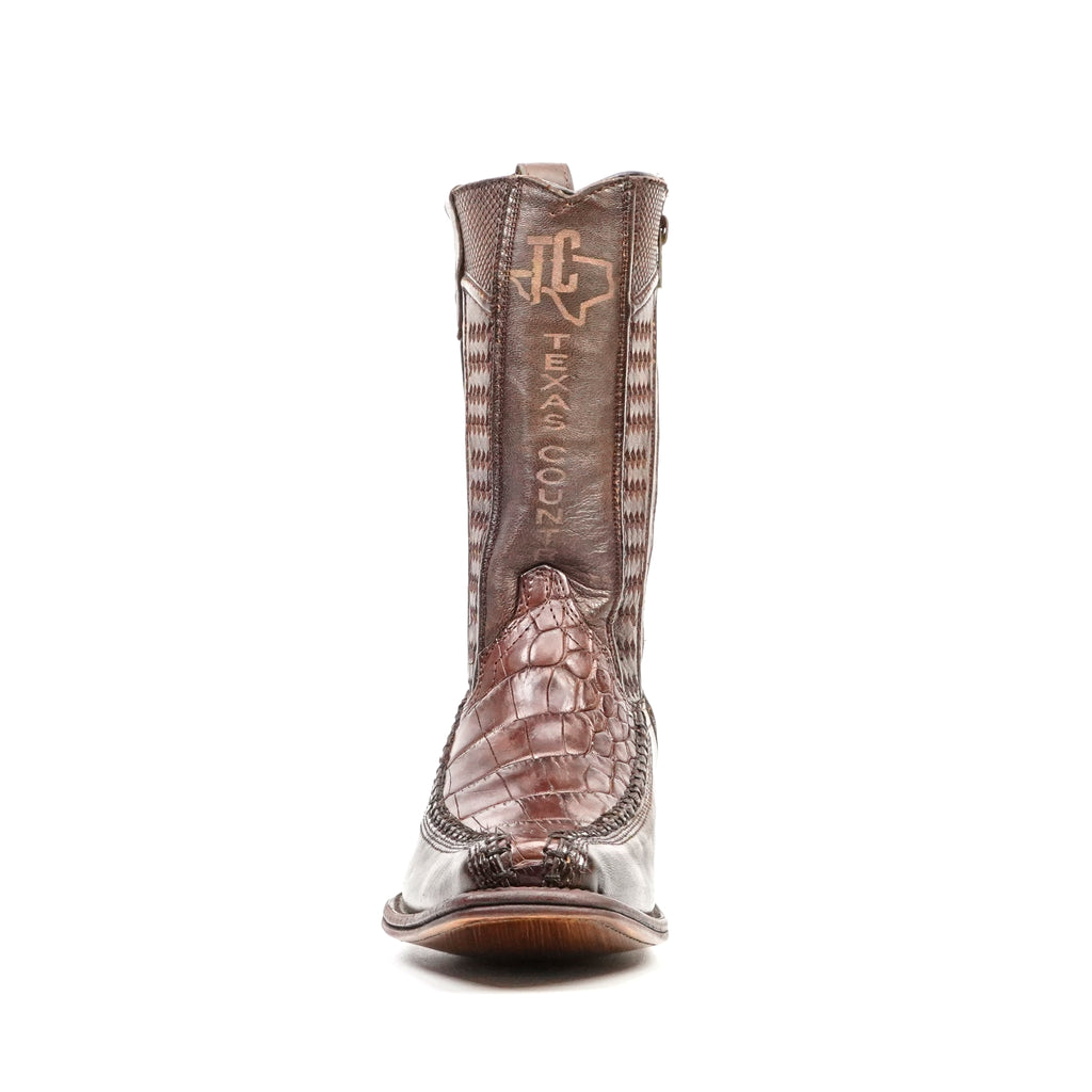 Alligator Belly Short Shaft Boots - Tobacco - Narrow Square Toe (FLO22)