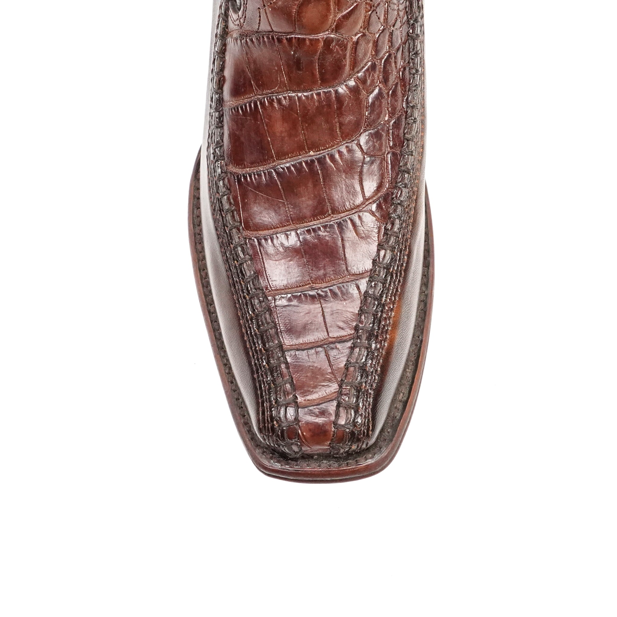 Alligator Belly Short Shaft Boots - Tobacco - Narrow Square Toe (FLO22)