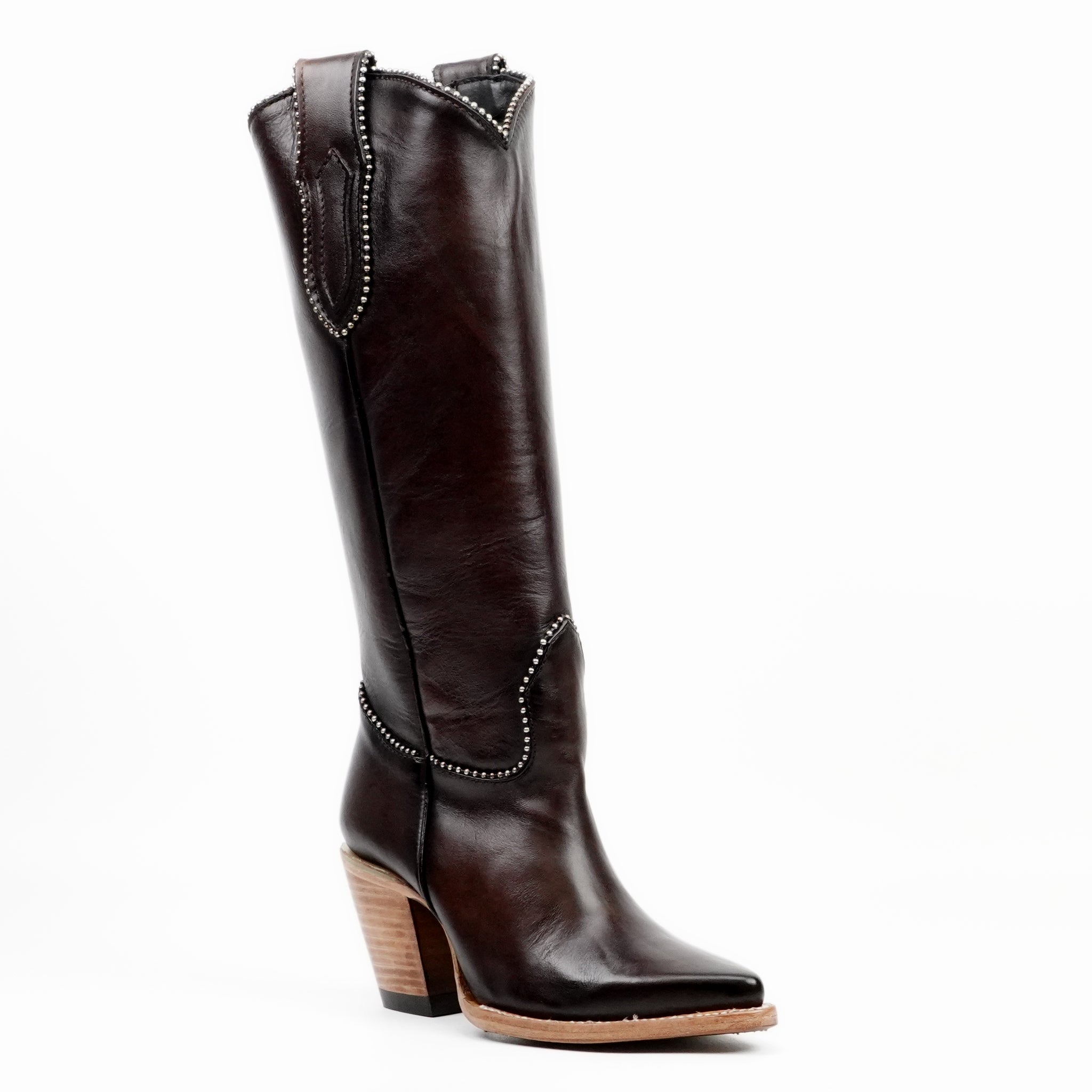 Londres Chocolate Brown Tall Shaft Boots - J Toe