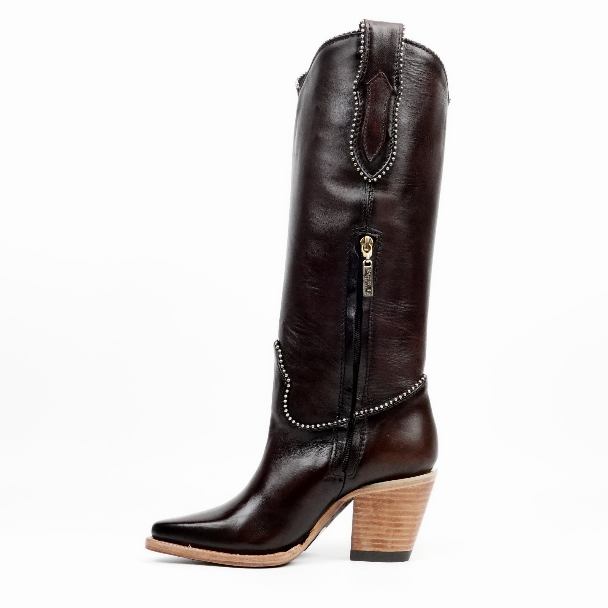 Londres Chocolate Brown Tall Shaft Boots - J Toe