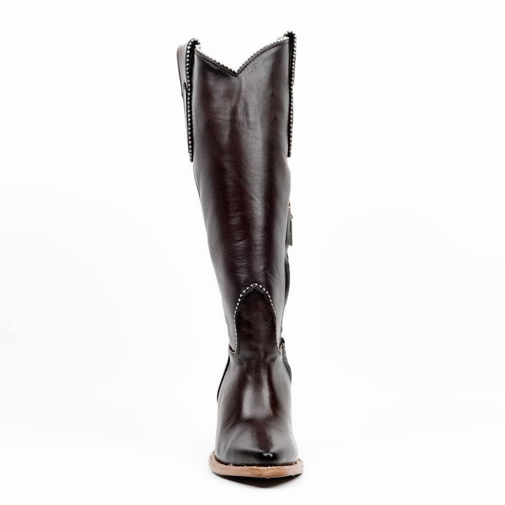 Londres Chocolate Brown Tall Shaft Boots - J Toe