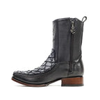 Pirarucu Fish Newspaper Short Boots - Narrow Square Toe
