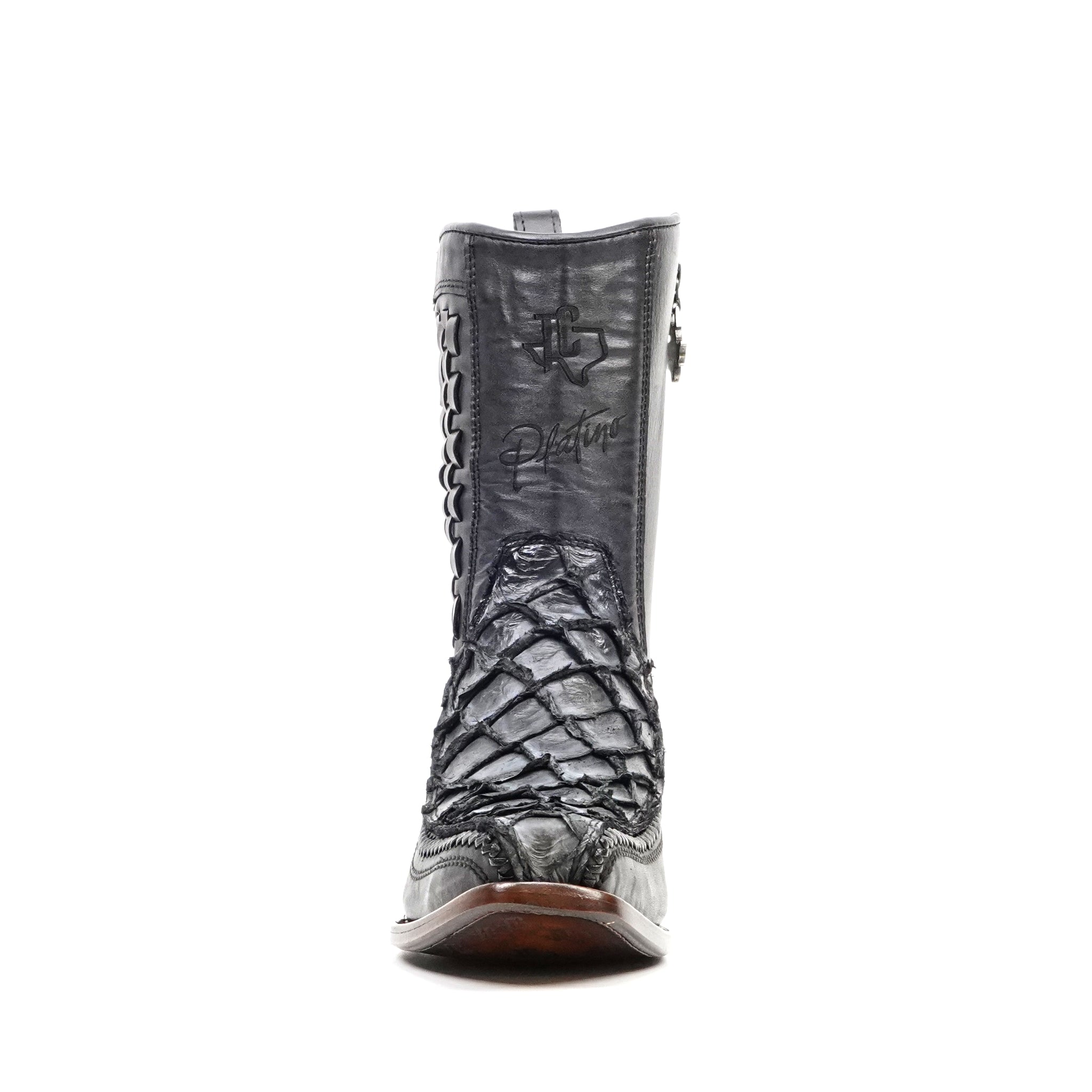 Pirarucu Fish Newspaper Short Boots - Narrow Square Toe