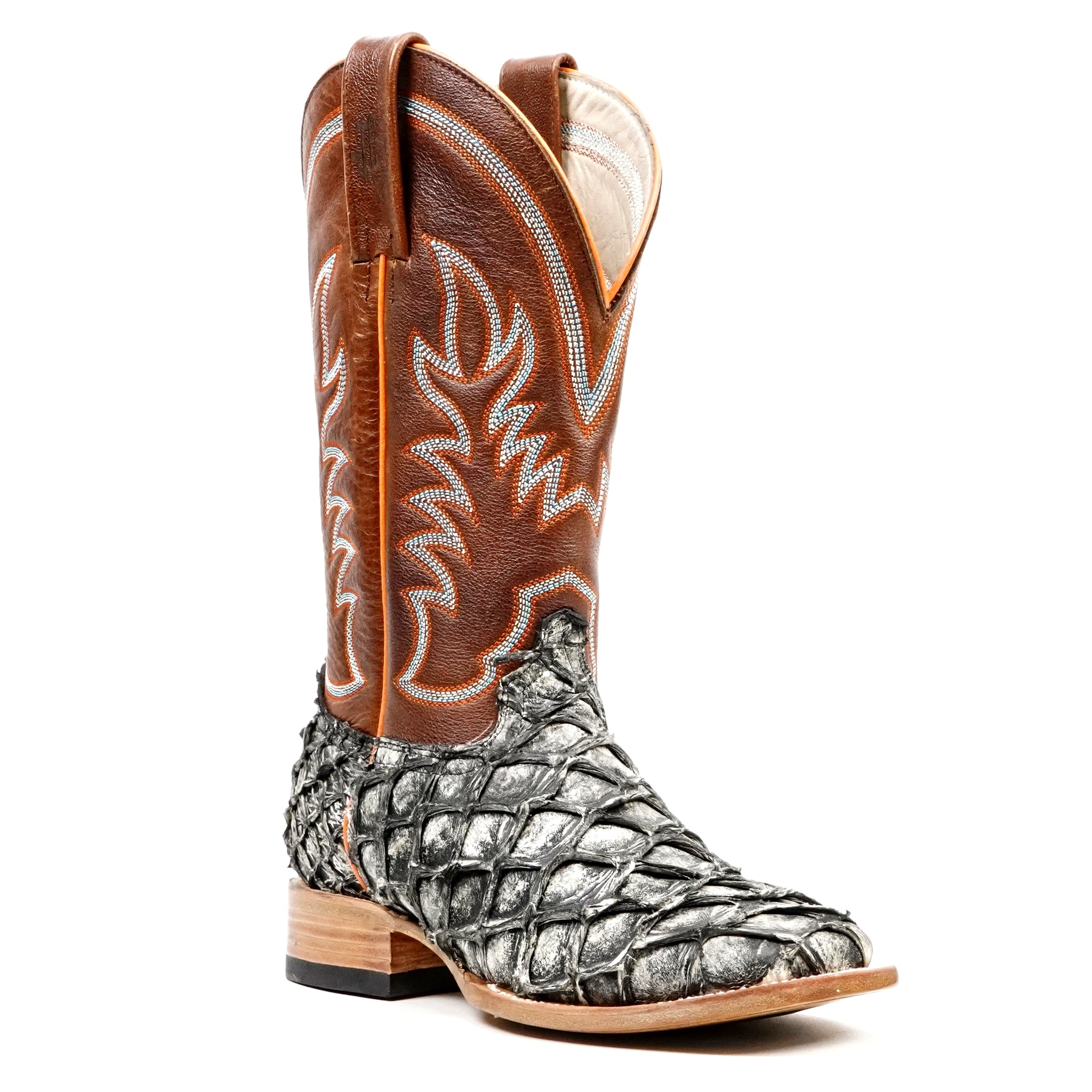 Butch Pirarucu Fish Boots - Newspaper - Square Toe