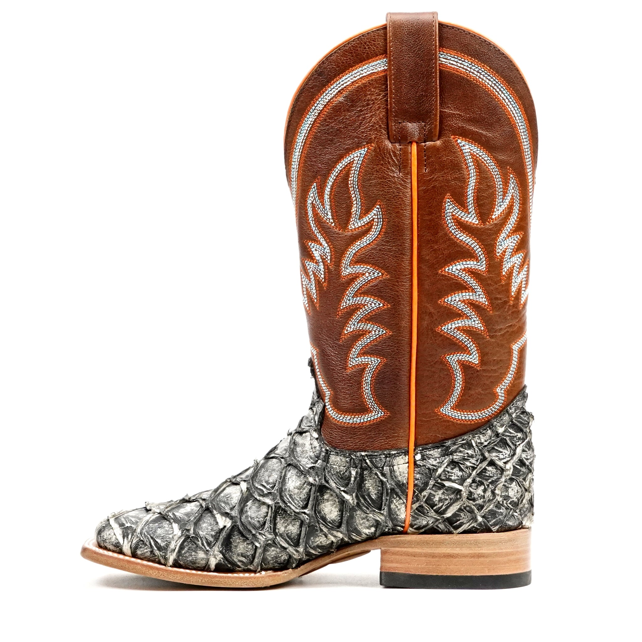 Butch Pirarucu Fish Boots - Newspaper - Square Toe