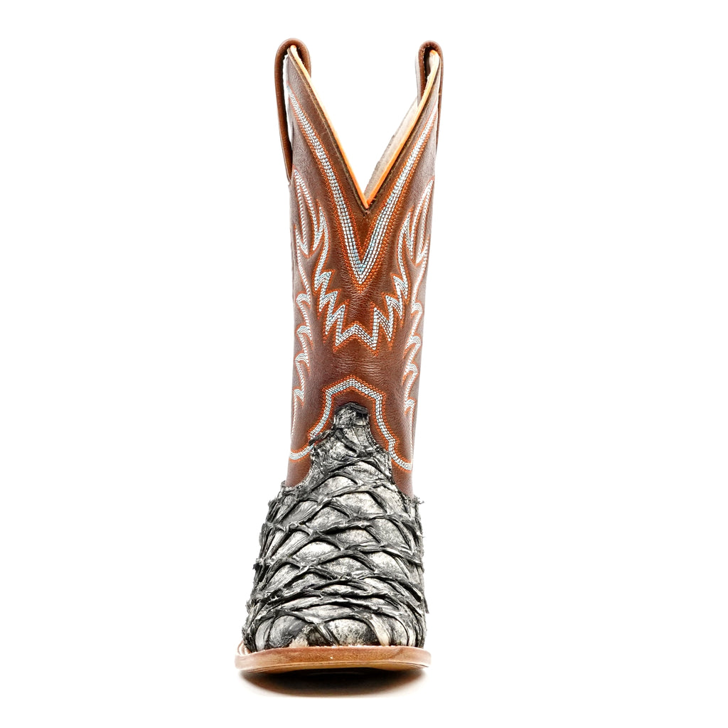 Butch Pirarucu Fish Boots - Newspaper - Square Toe