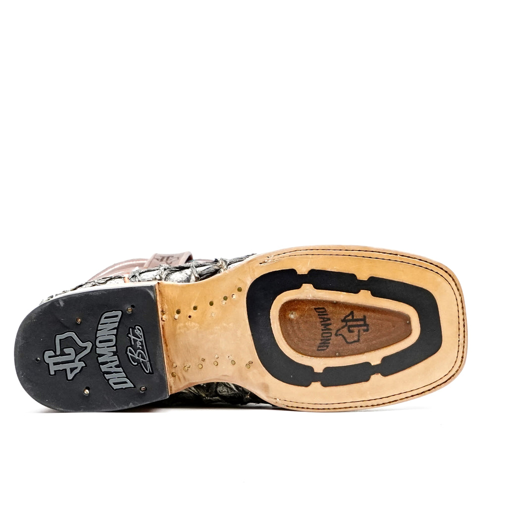 Butch Pirarucu Fish Boots - Newspaper - Square Toe