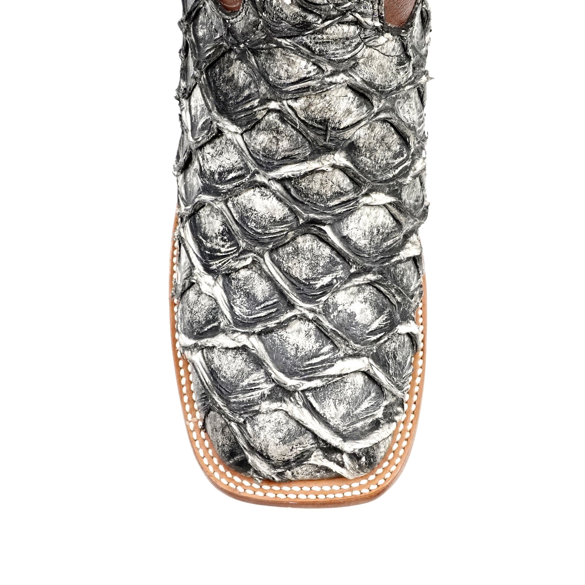 Butch Pirarucu Fish Boots - Newspaper - Square Toe