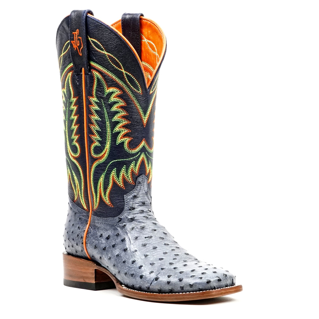 Ridge Ostrich Boots - Safari Blue - Square Toe