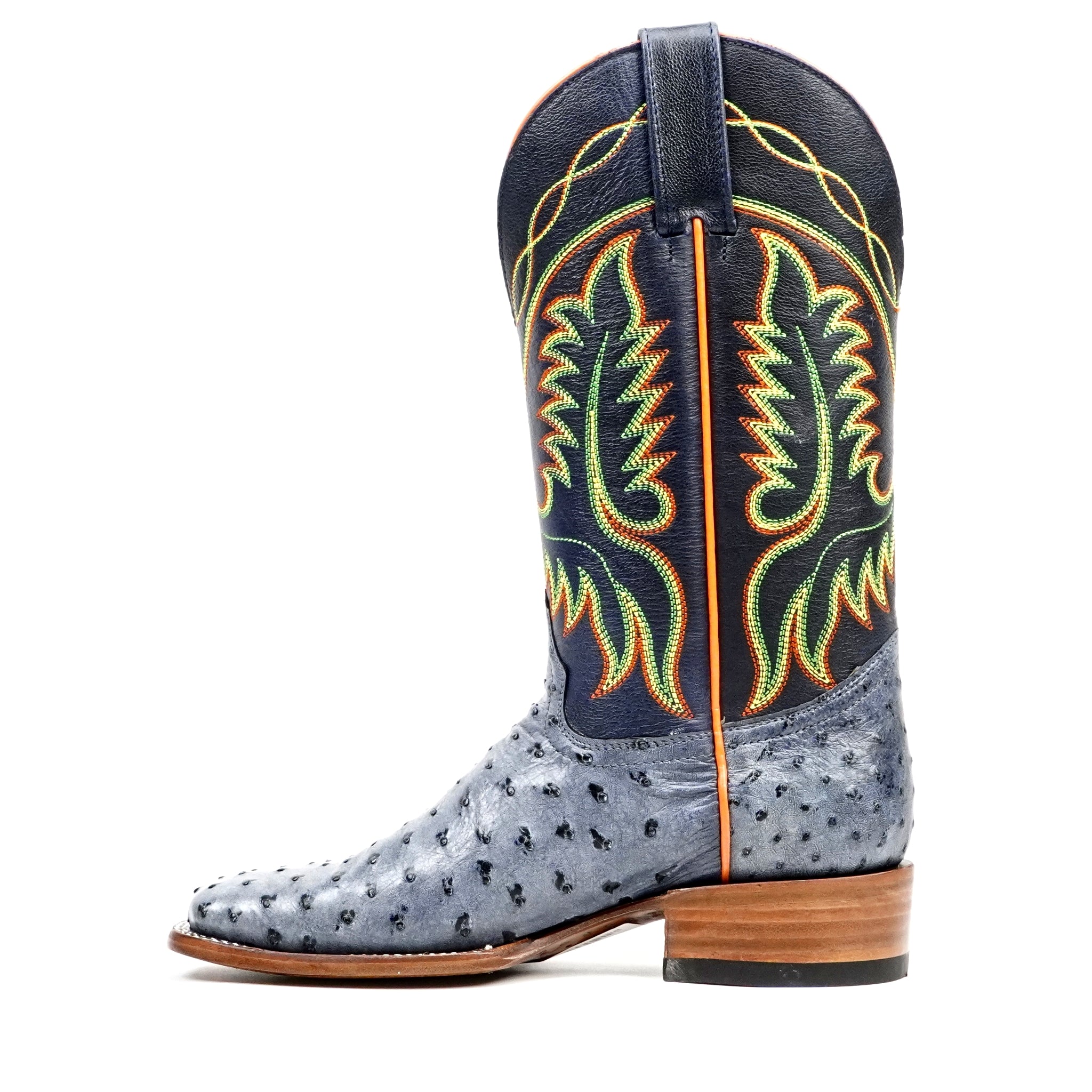 Ridge Ostrich Boots - Safari Blue - Square Toe