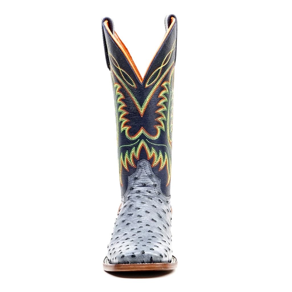 Ridge Ostrich Boots - Safari Blue - Square Toe