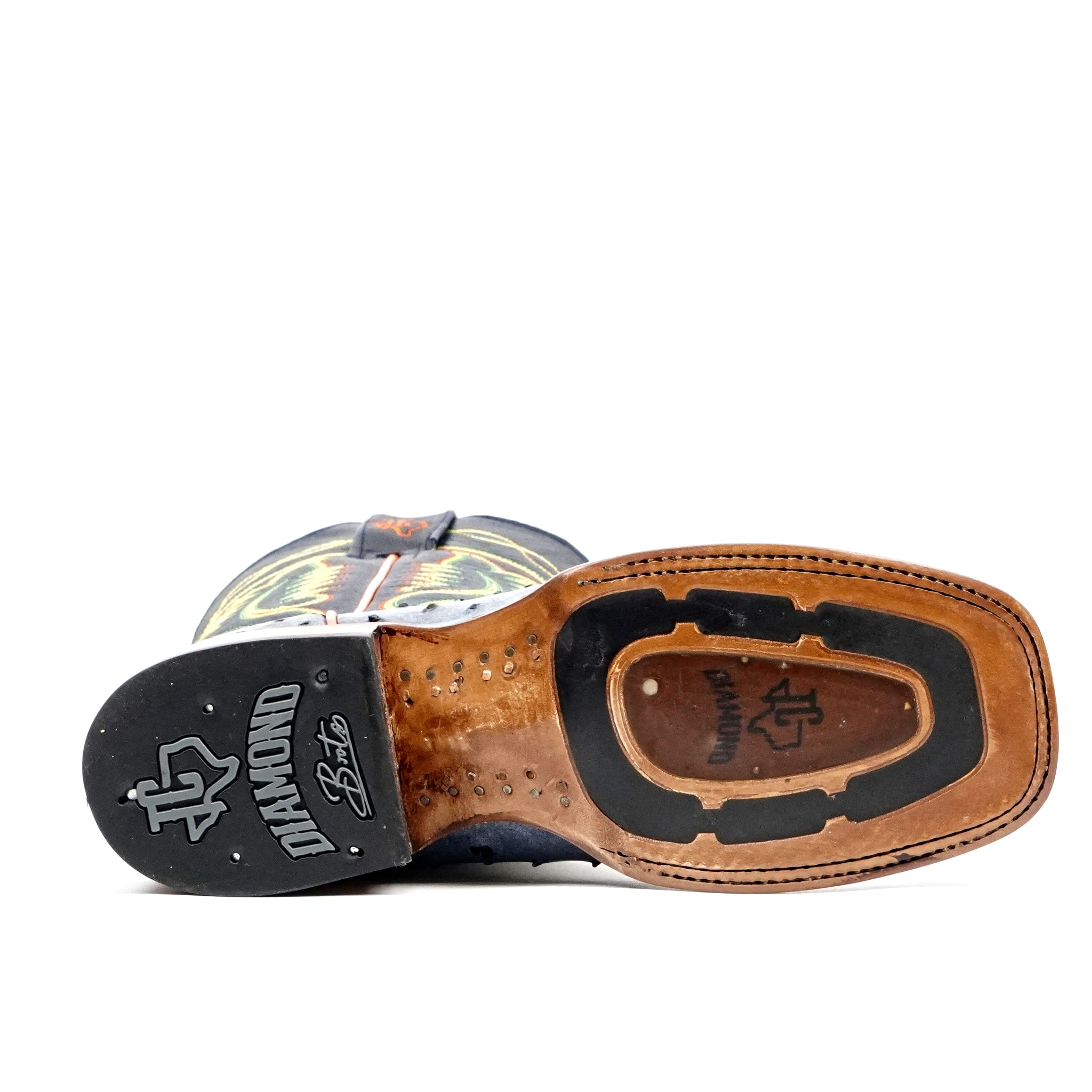 Ridge Ostrich Boots - Safari Blue - Square Toe