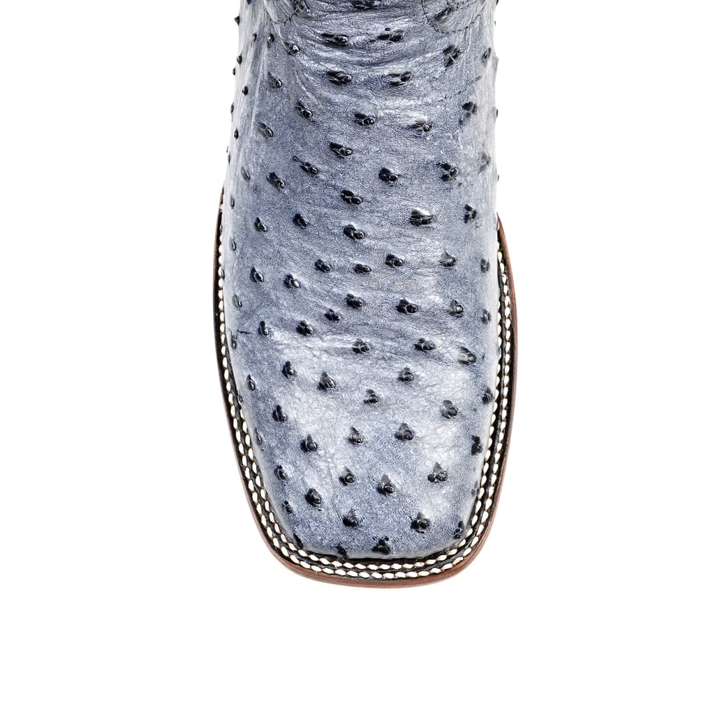 Ridge Ostrich Boots - Safari Blue - Square Toe