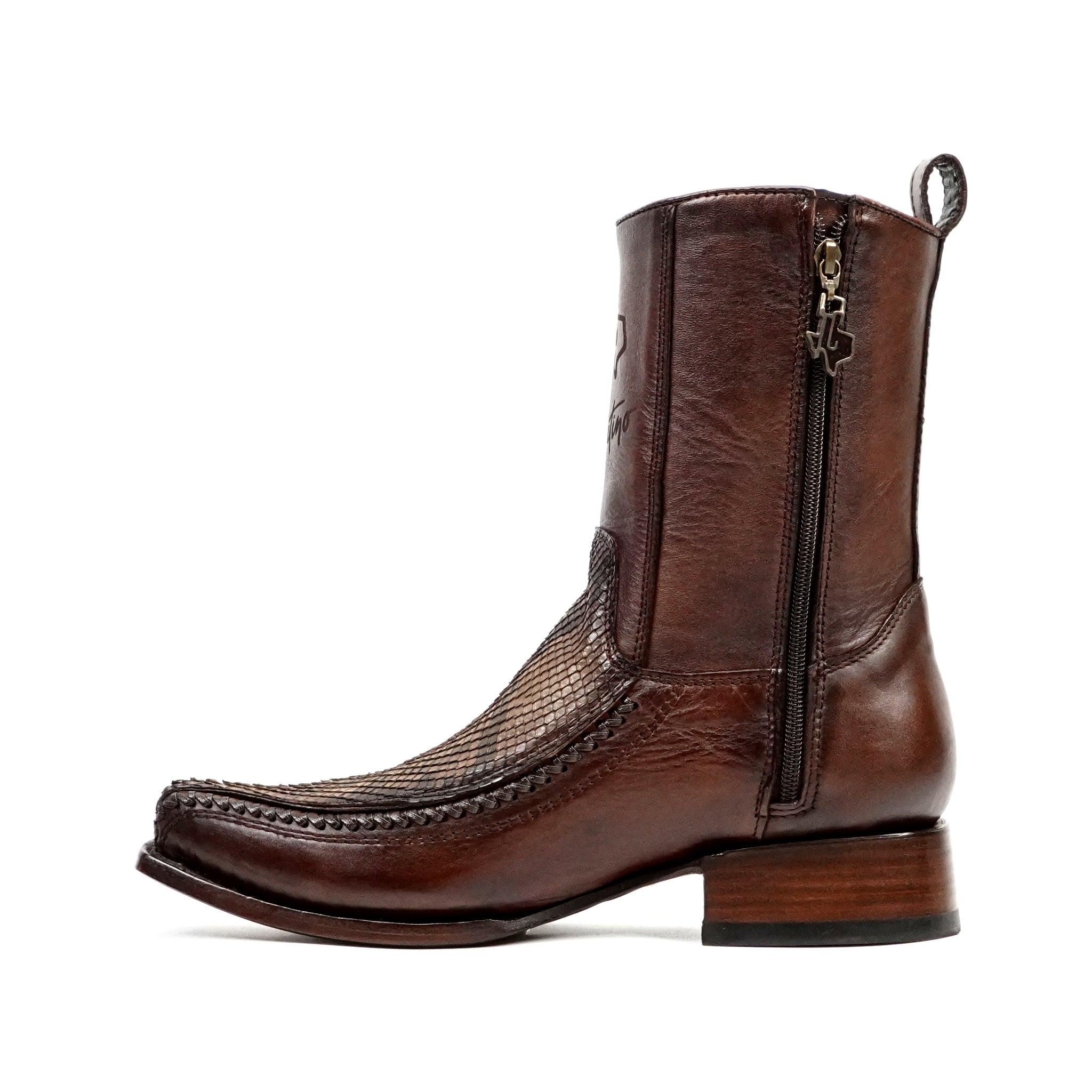 Platinum Python Tamarind Short Boots - Narrow Square Toe