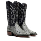 Austin Ostrich Boots - Zinc Gray - Roper Toe (AV201)