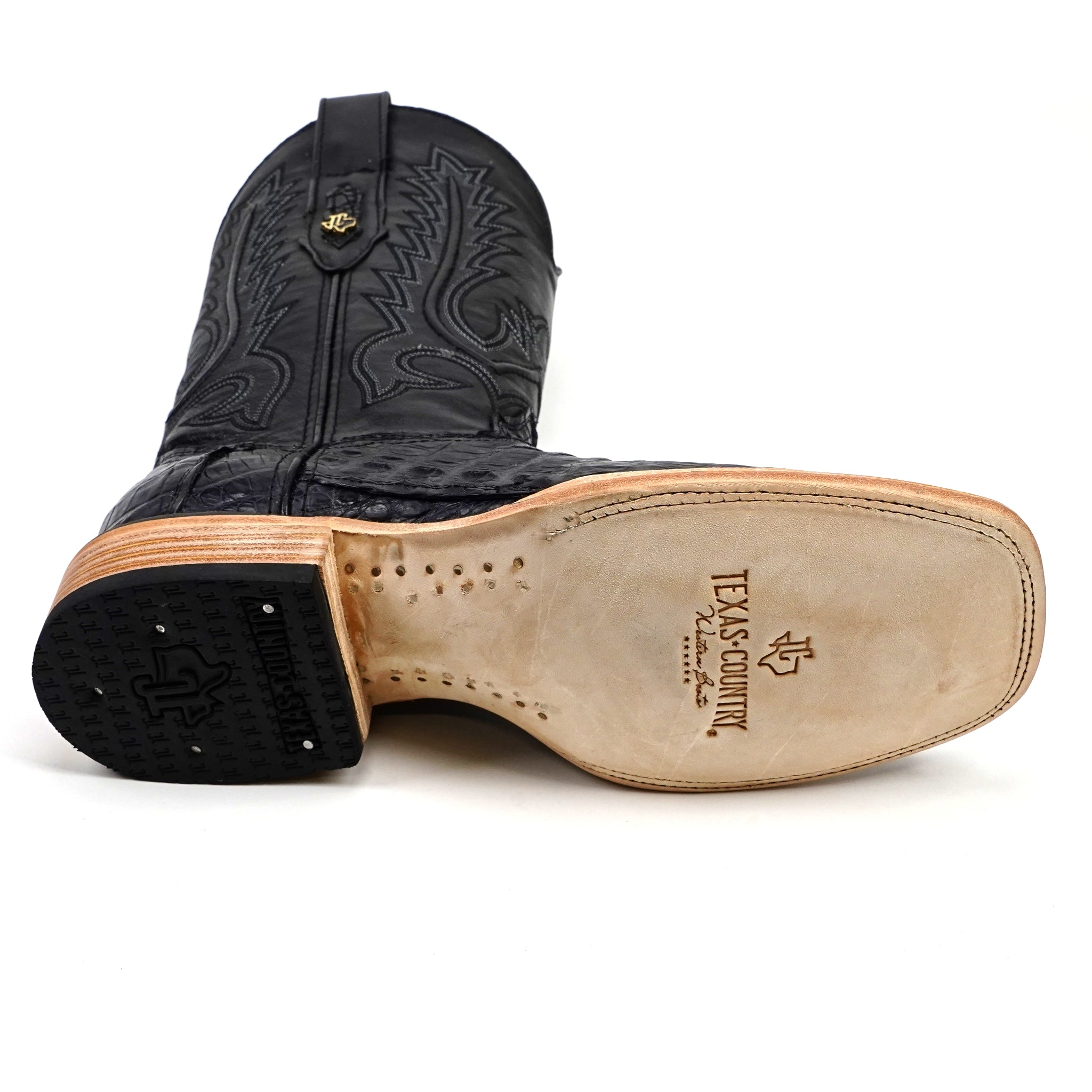 Rhodes Caiman Belly Boots - Navy Blue - Square Toe (LM10)
