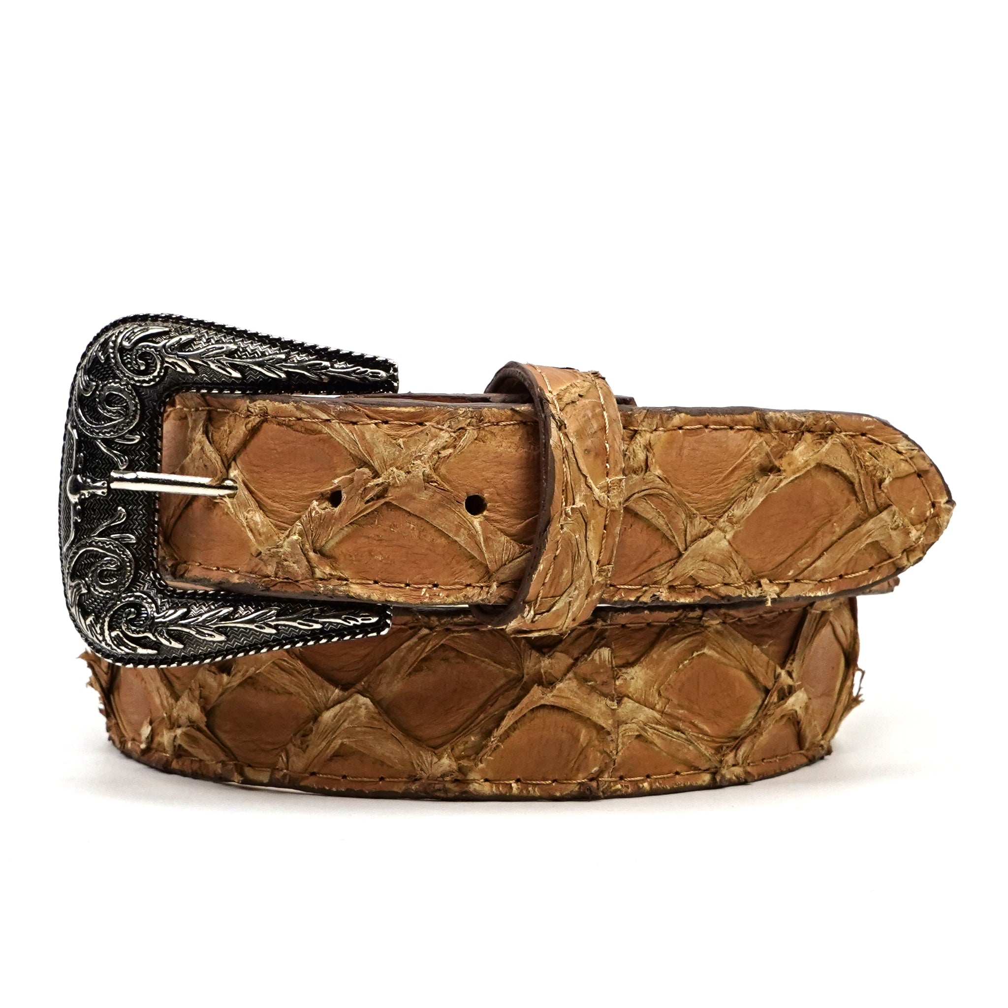 Exotic Full Quilt Pirarucu Belt - Matte Orix (C-028)