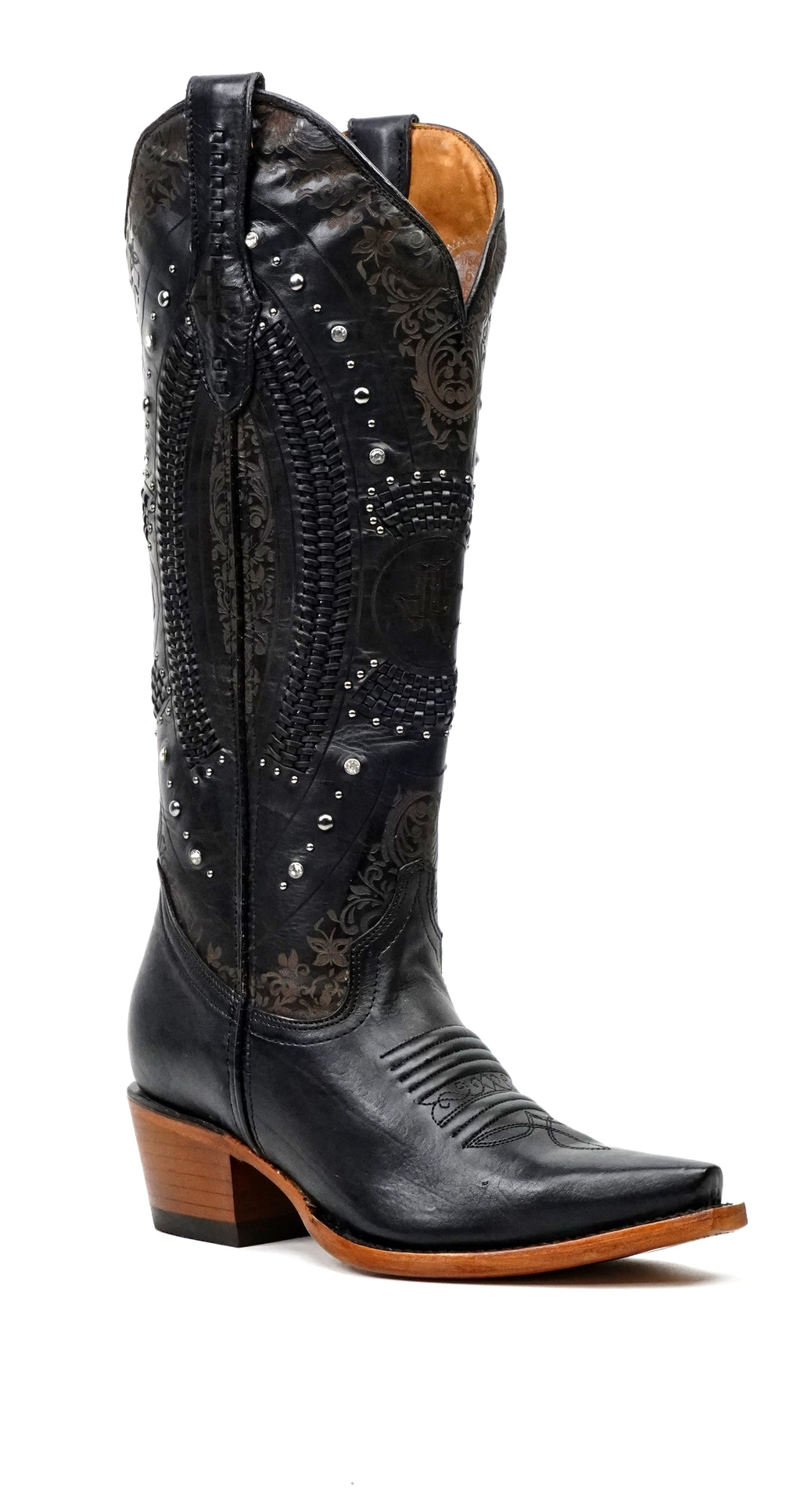Botas vaqueras de Priscila Cleyton negras - Caña alta - Punta afilada (E871)
