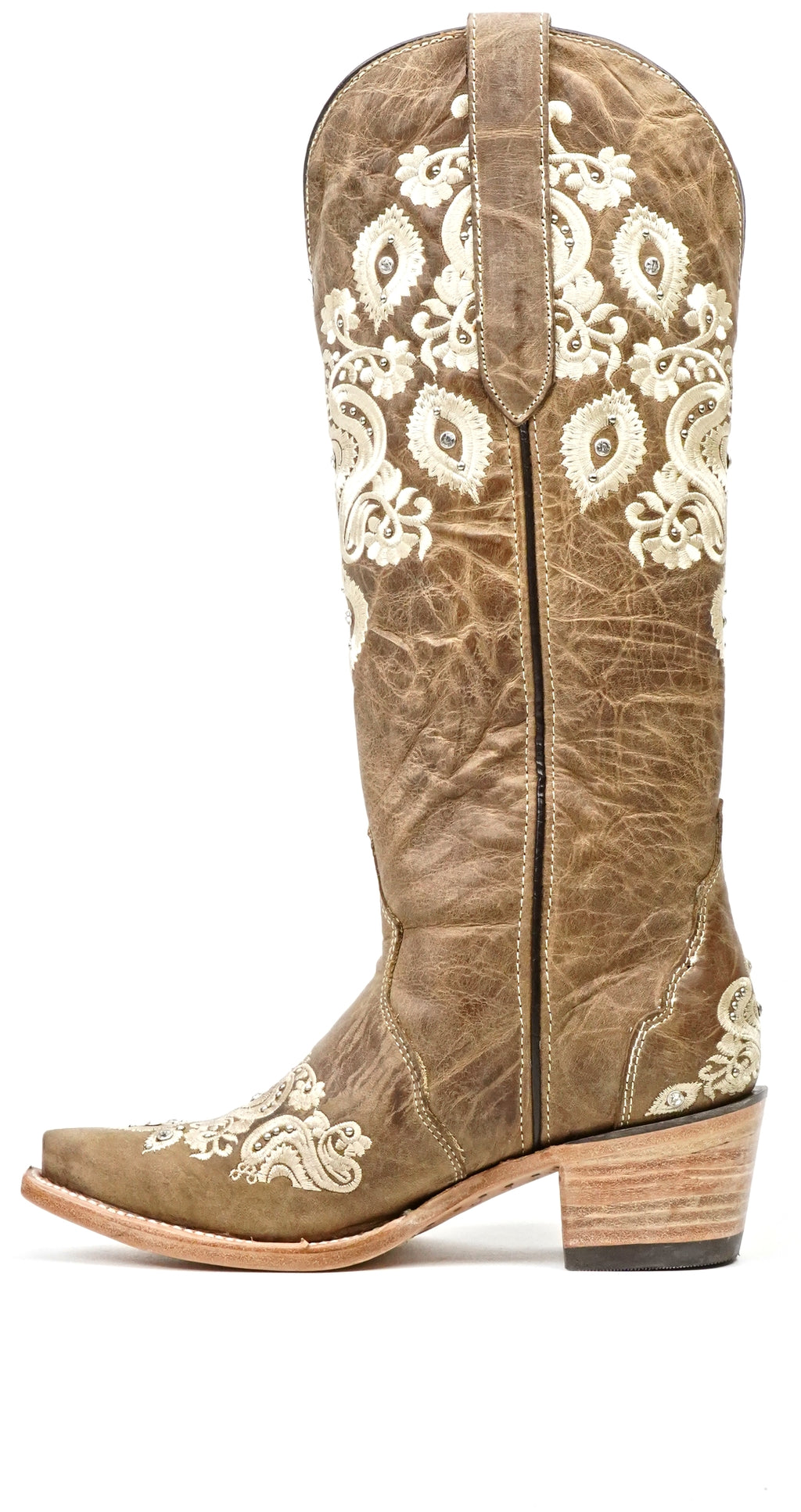 Botas de caña alta Roxanne Tobacco - Punta cuadrada (E840)