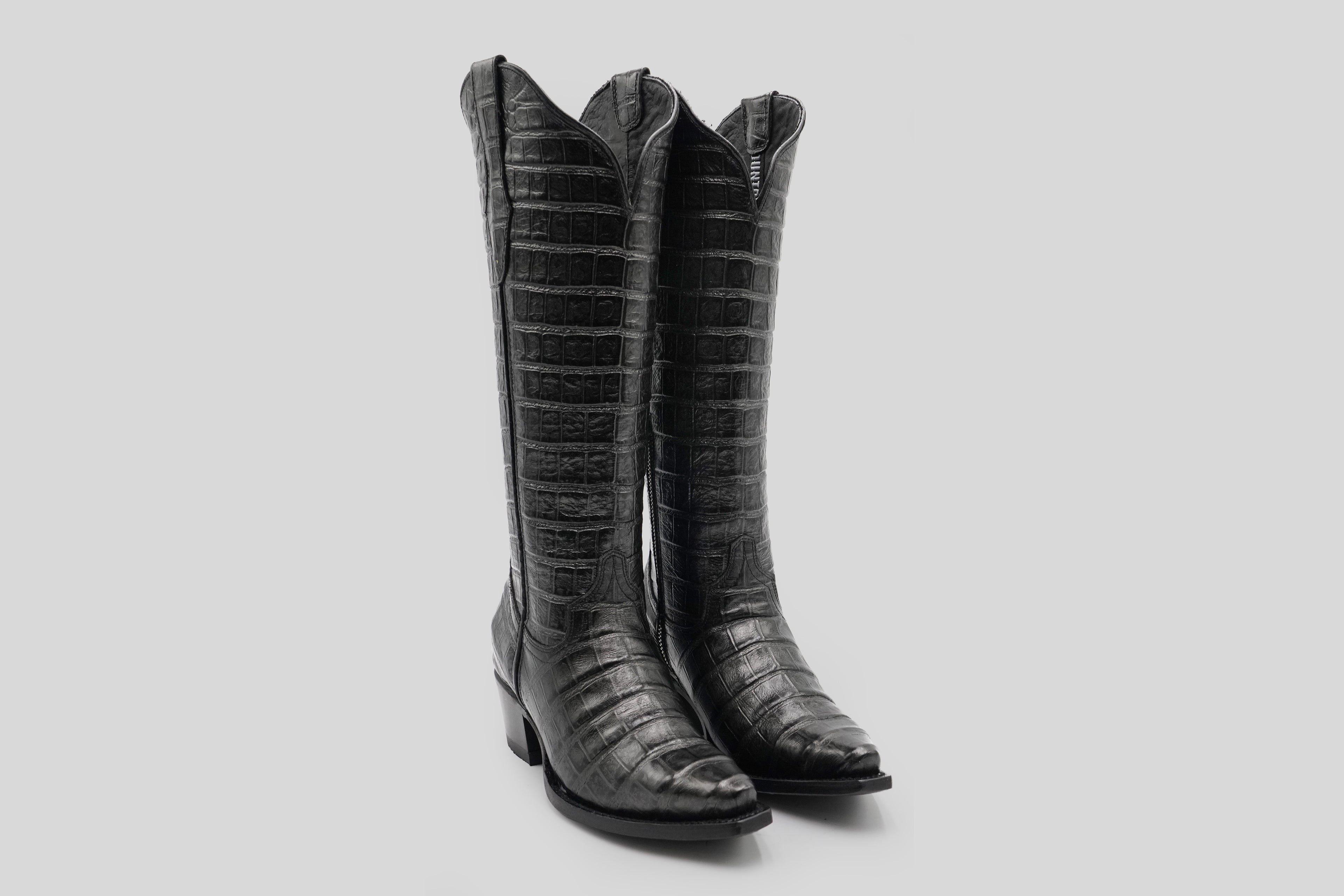 Venus - Alligator Belly Gray Boots - Embossed Leather - Snip Toe (E874)