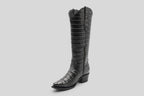 Venus - Alligator Belly Gray Boots - Embossed Leather - Snip Toe (E874)