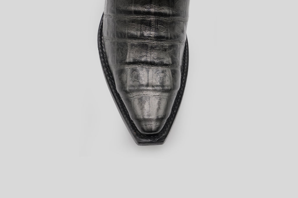 Venus - Alligator Belly Gray Boots - Embossed Leather - Snip Toe (E874)