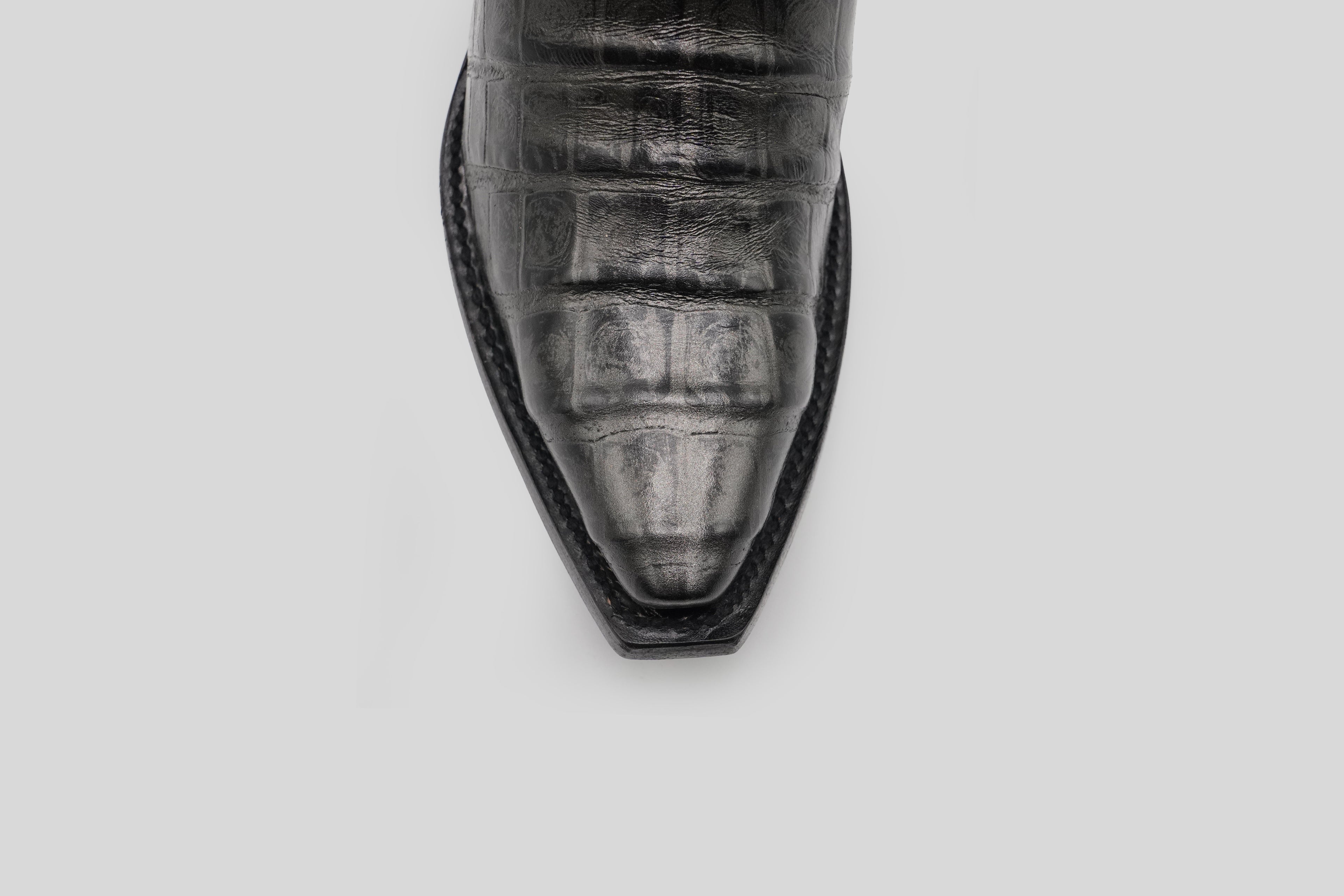 Venus - Alligator Belly Gray Boots - Embossed Leather - Snip Toe (E874)