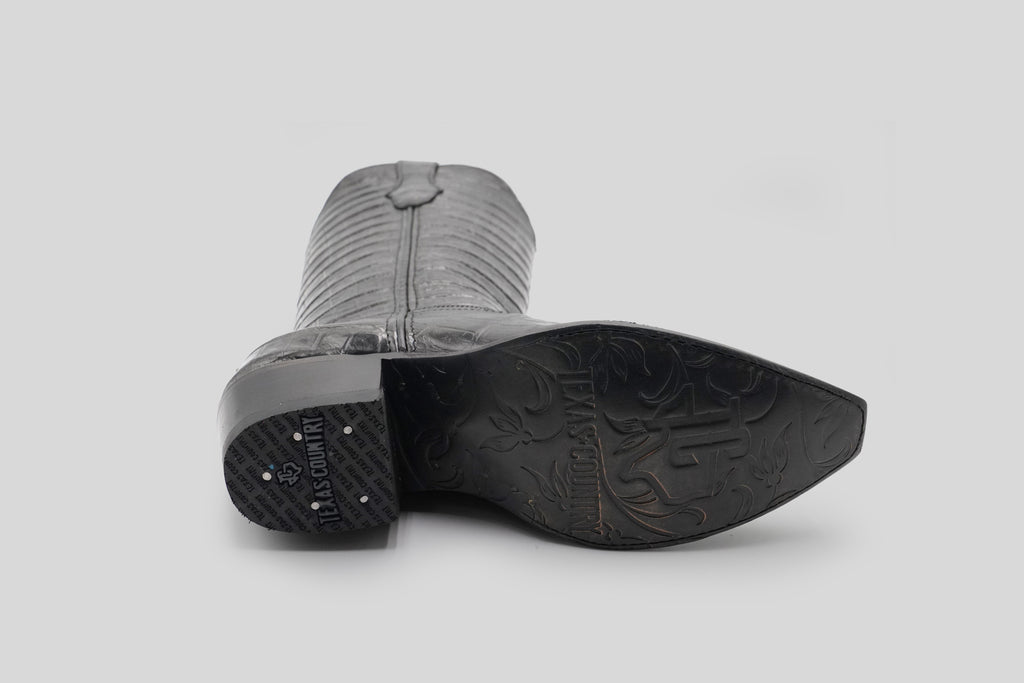 Venus - Alligator Belly Gray Boots - Embossed Leather - Snip Toe (E874)