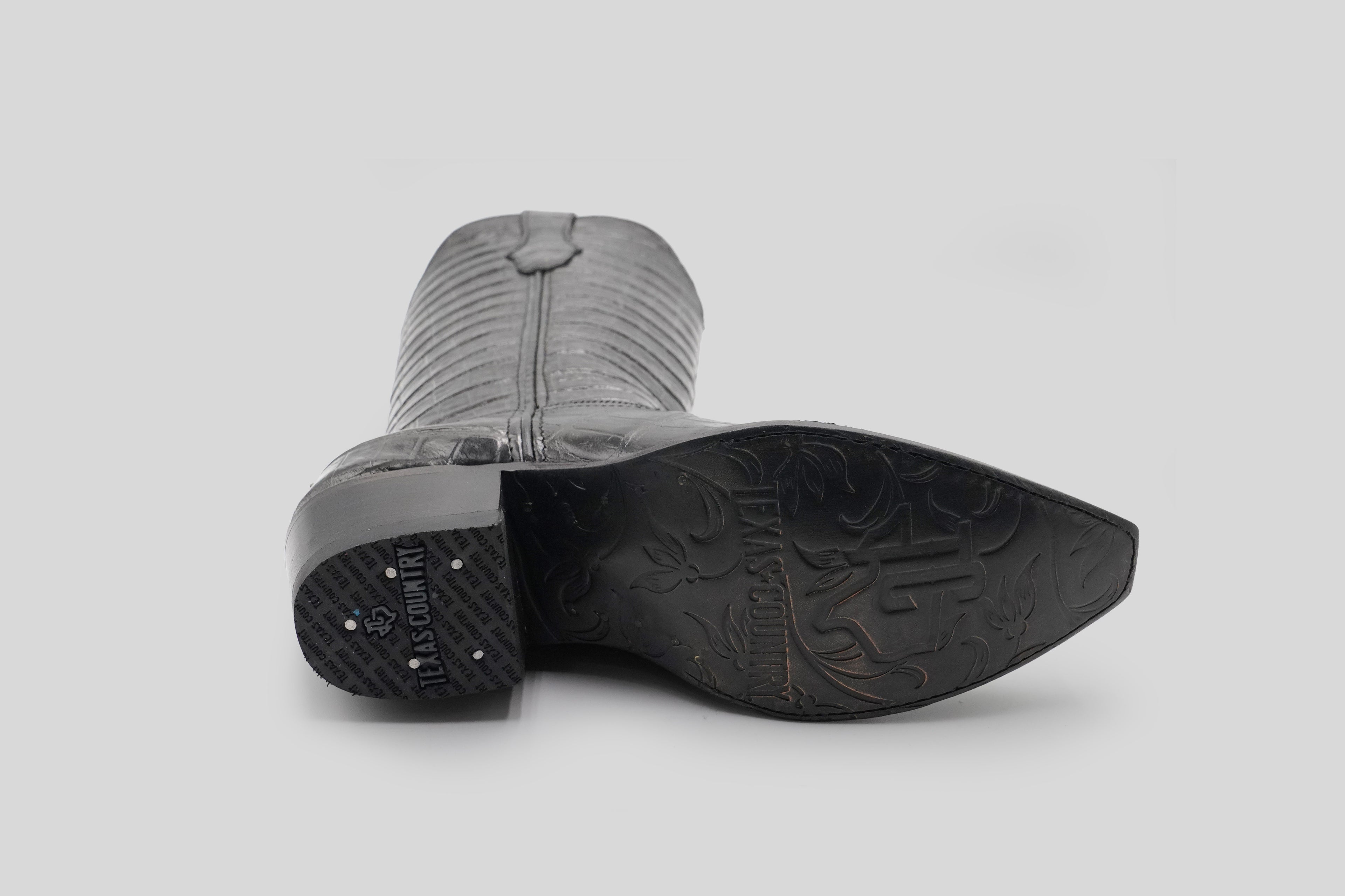 Venus - Alligator Belly Gray Boots - Embossed Leather - Snip Toe (E874)