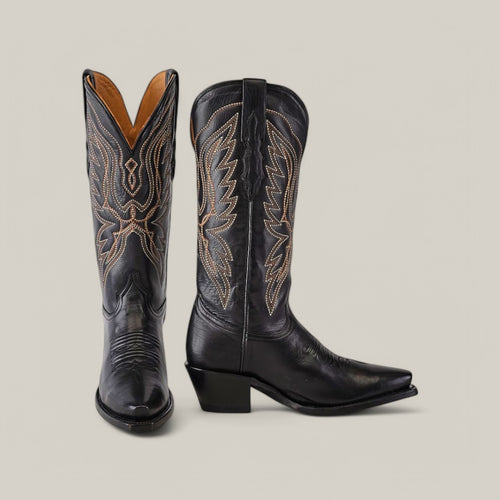 Miranda Clayton Black Leather Sole - Mid Shaft - Snip Toe