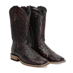 Austin Ostrich Boots - Black Cherry - Square Toe (AV20)