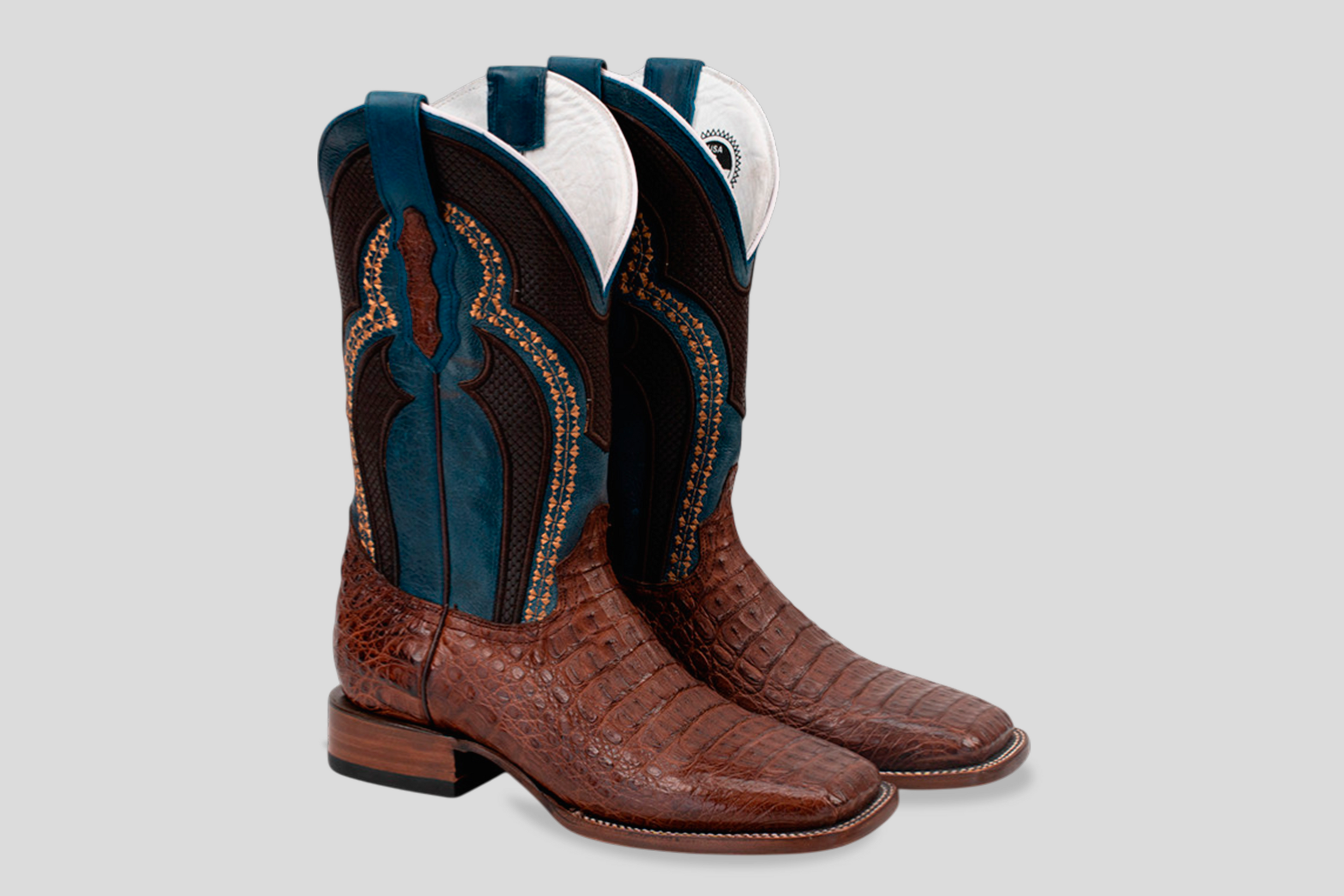 Ranger Caiman Hornback Boots - Brown- Square Toe