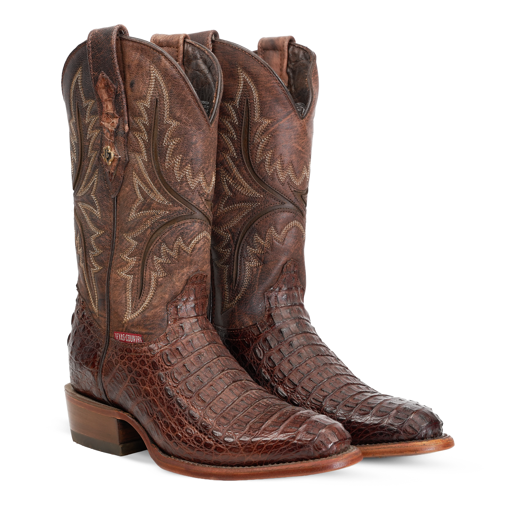 Rhodes Caiman Hornback Boots - Tobacco - Round Toe (LM220)