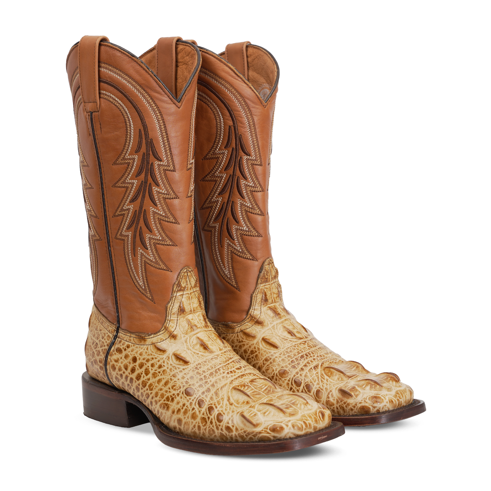 Alligator Head Orix Boots - Embossed Leather - Square Toe (E950)