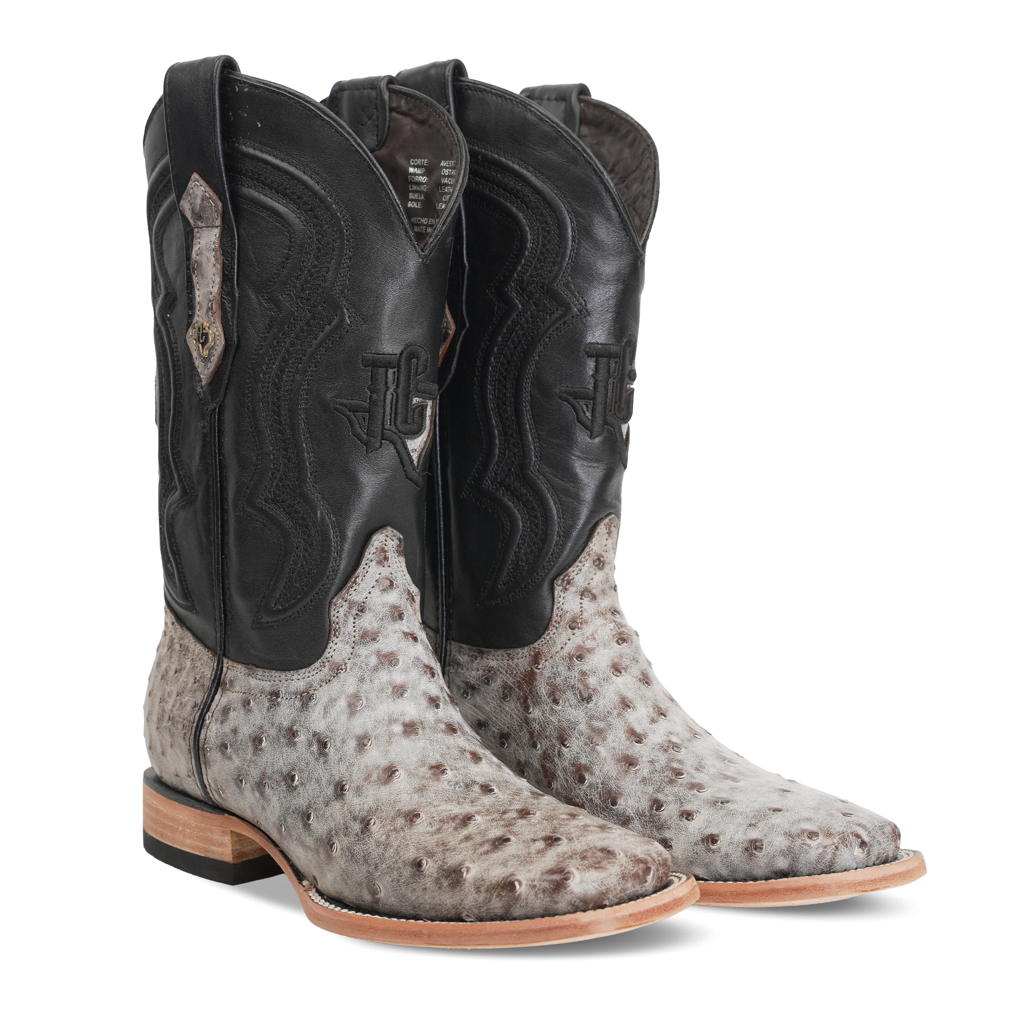 Austin Ostrich Boots - Nicotine - Square Toe (AV20)