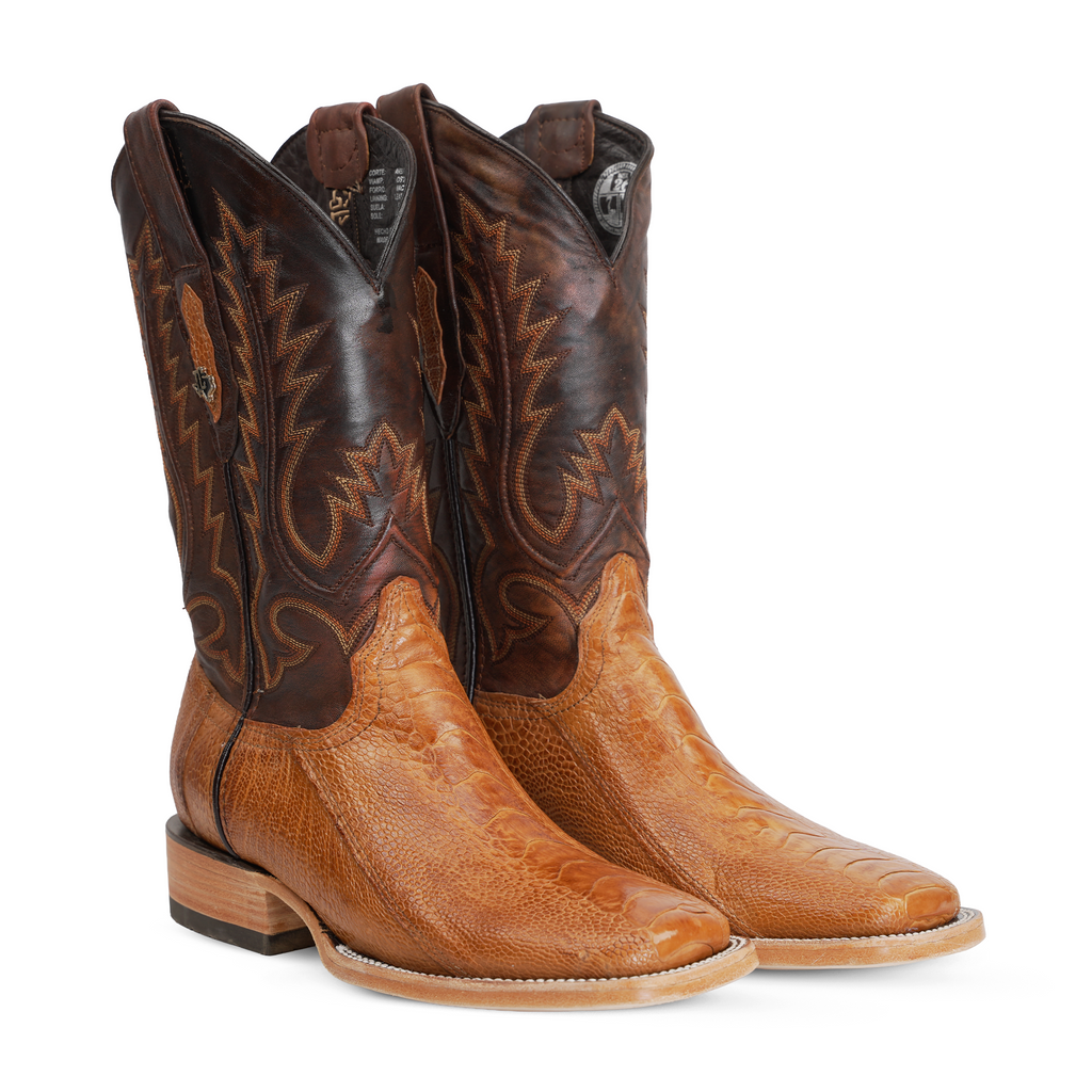 Austin Ostrich Leg Boots - Maple - Square Toe (PA501)