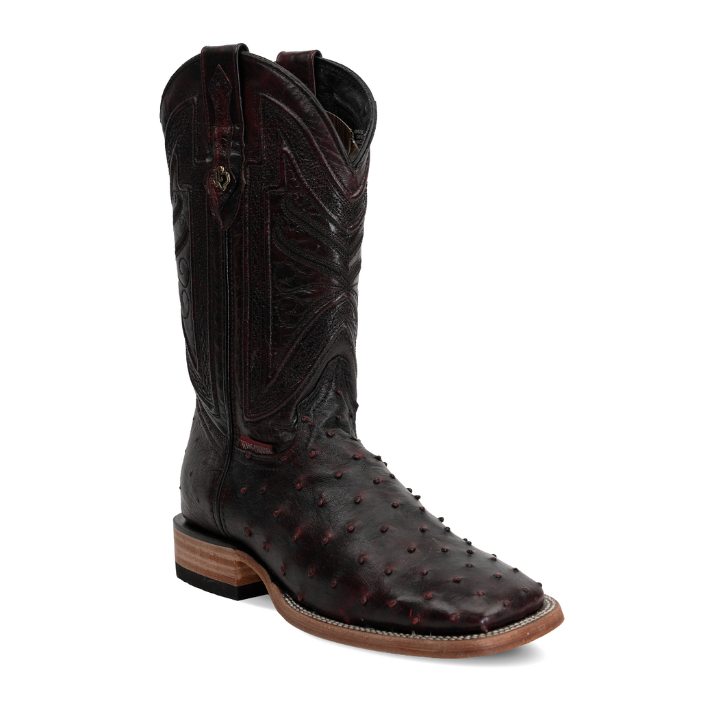 Austin Ostrich Boots - Black Cherry - Square Toe (AV20)