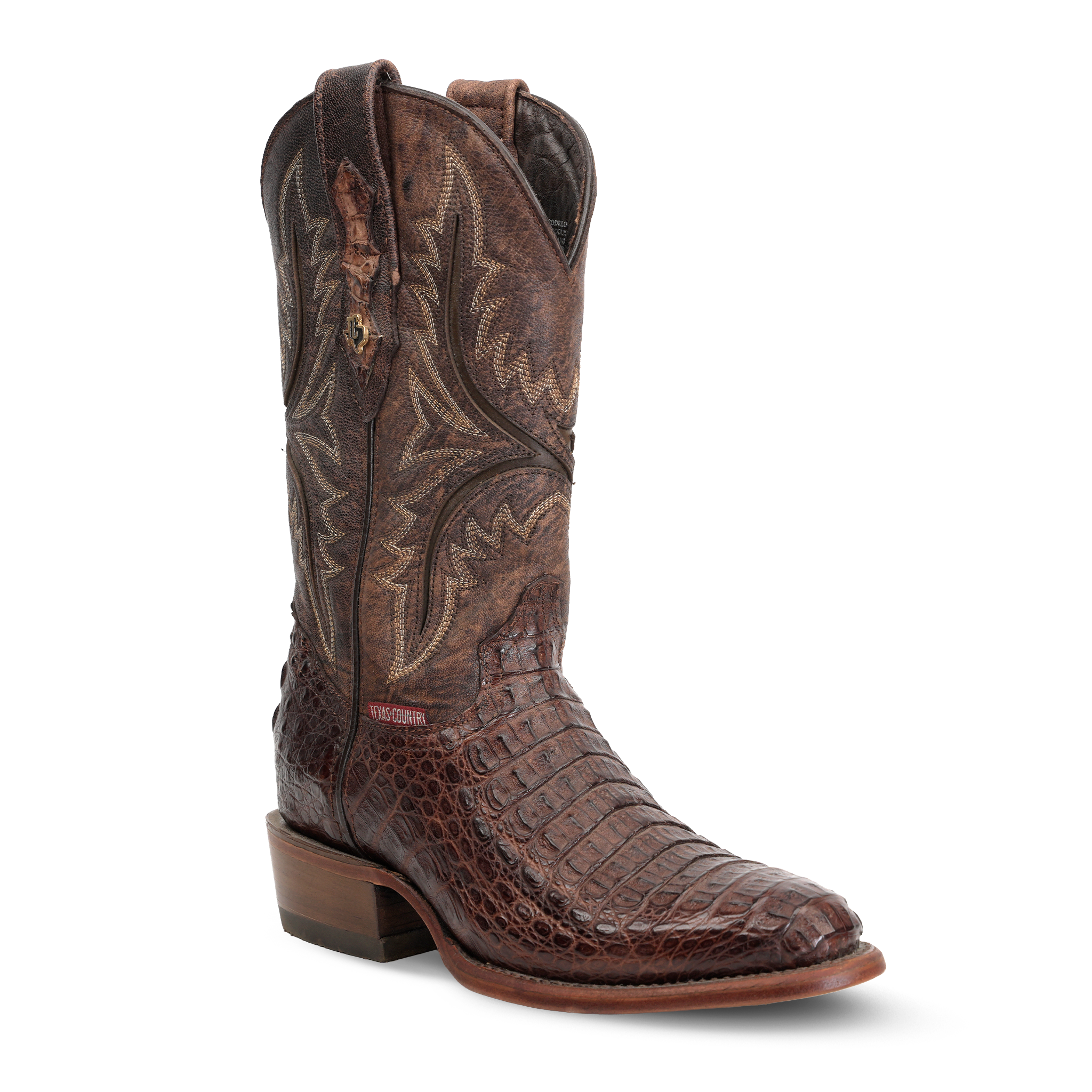 Rhodes Caiman Hornback Boots - Tobacco - Round Toe (LM220)