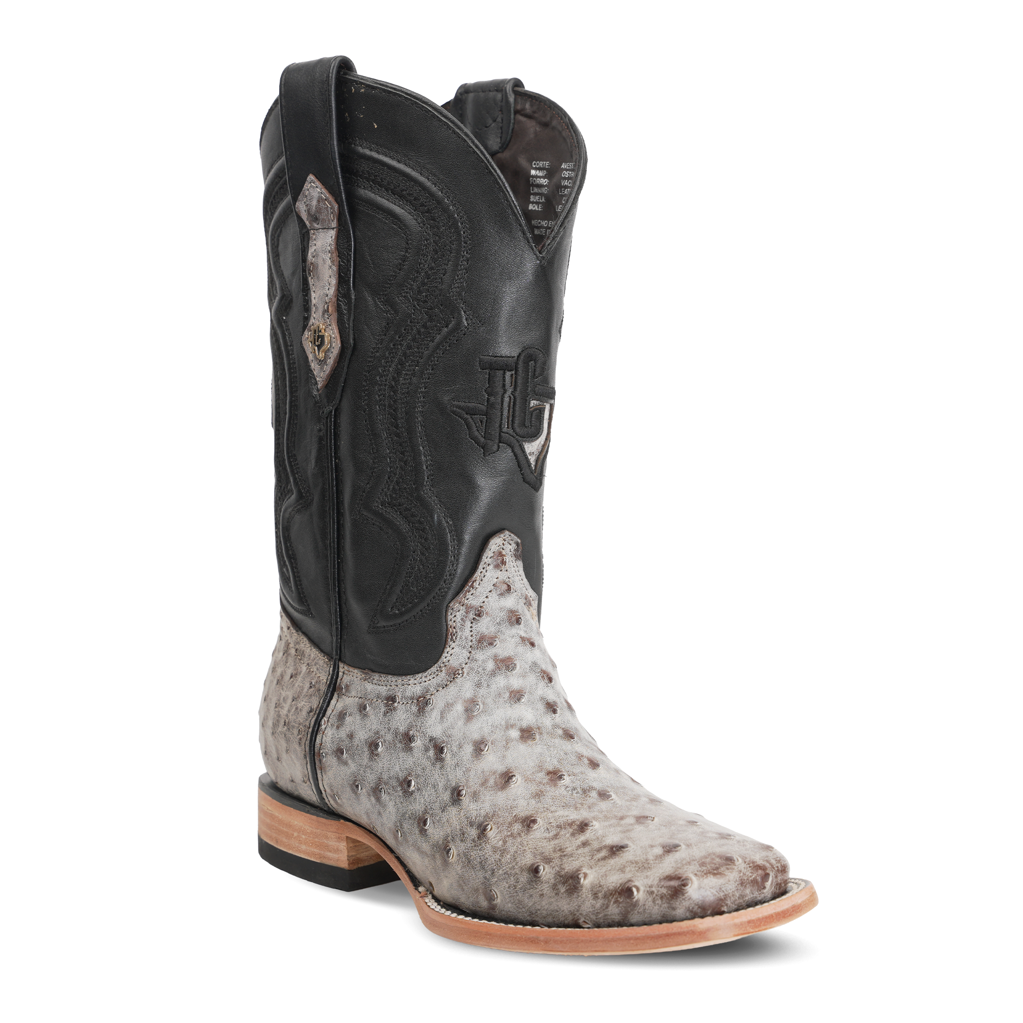 Austin Ostrich Boots - Nicotine - Square Toe (AV20)