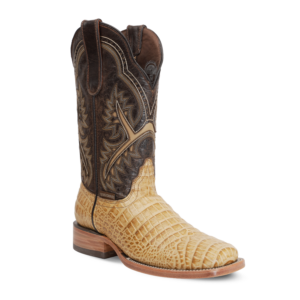 Caiman Belly Orix Boots - Embossed Leather - Square Toe (E423)